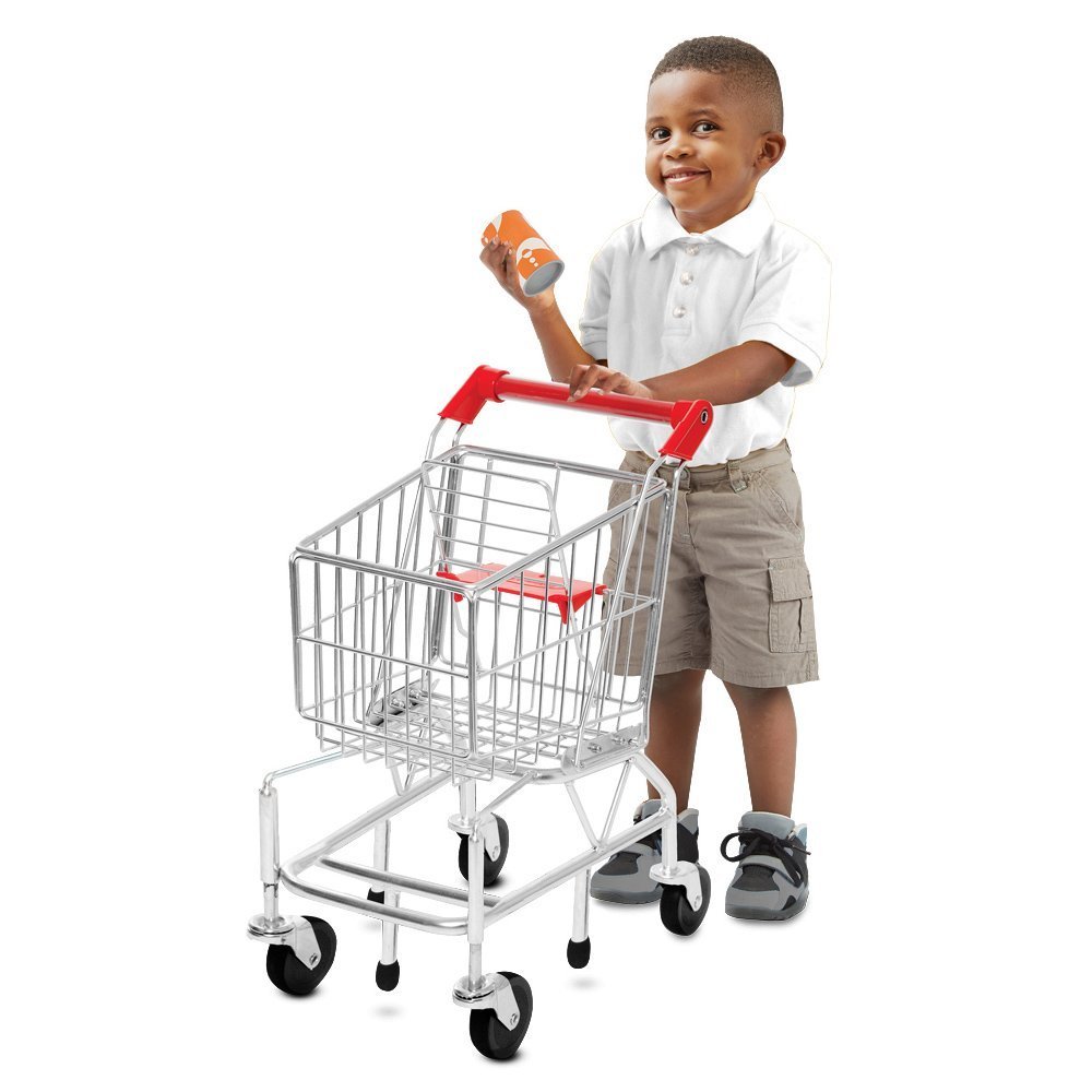 Toy Shopping Cart Real Metal Frame Toddler Durable Shop Play Kitchen House Food