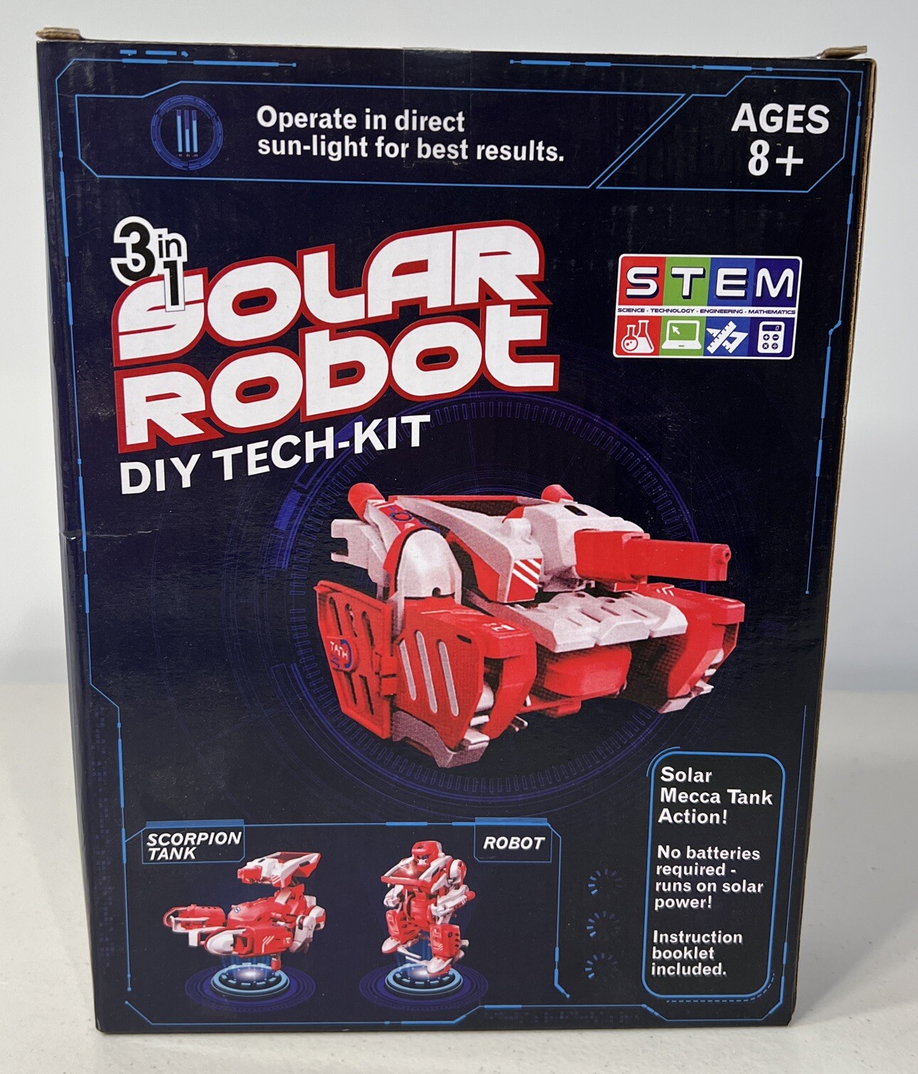 STEM Tech Kit Solar Robot Do It Yourself Ages 8+ Assemble 3 Robots In 1 Kit NIB