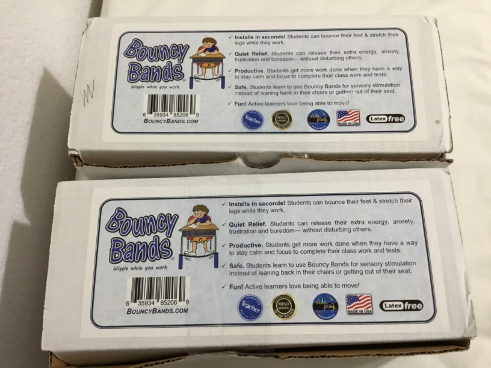 Lot of 2 Original Bouncy Band wiggle wobble desk bands, New in Boxes