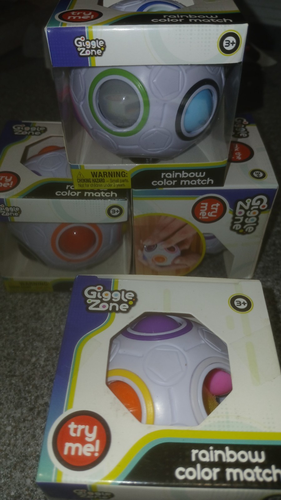 Set Of 4 Giggle Zone Rainbow Color Match Puzzle Ball Novelty Toy NEW