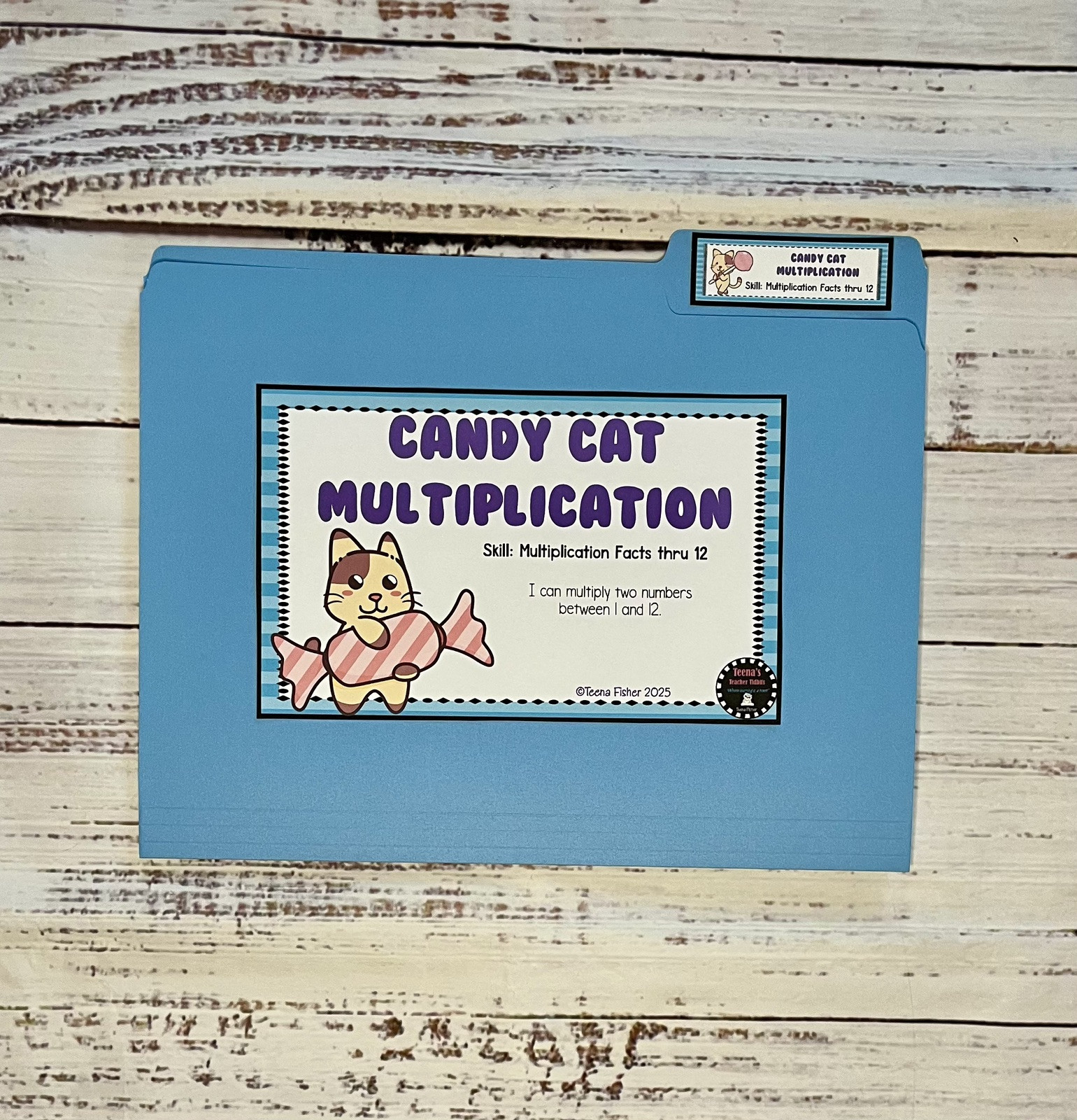 Candy Cat Multiplication Facts Through 12 Math Center 3rd Grade File Folder Game