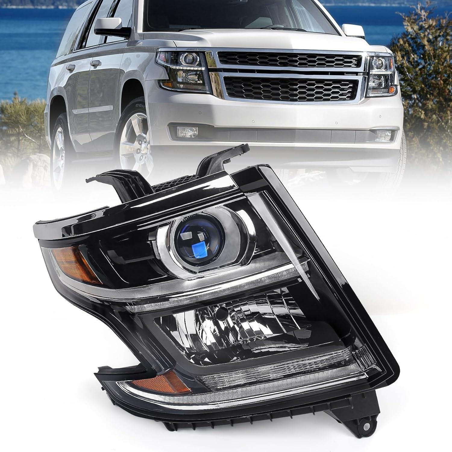 Headlight Compatible with Chevy Tahoe/Suburban 2015-2020 DRL Right(Passenger)