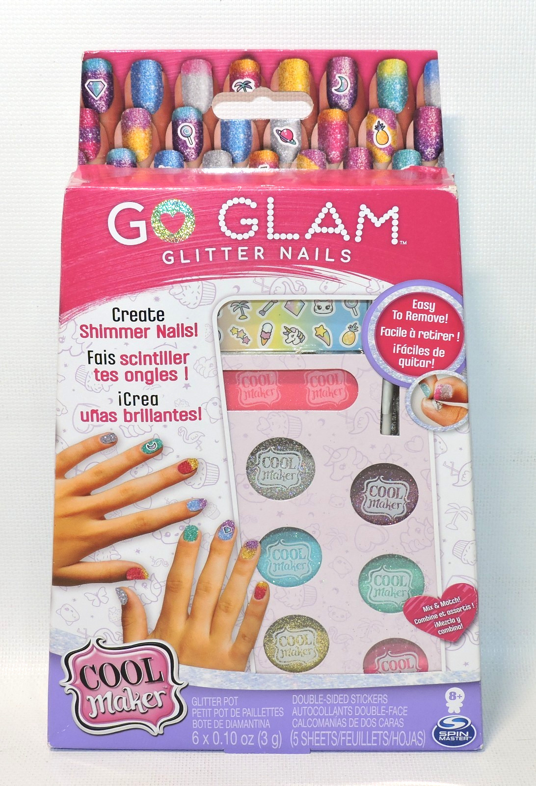 Cool Maker Go Glam Glitter Nails DIY Kids Shimmer Activity Kit 5 Manicures, NEW
