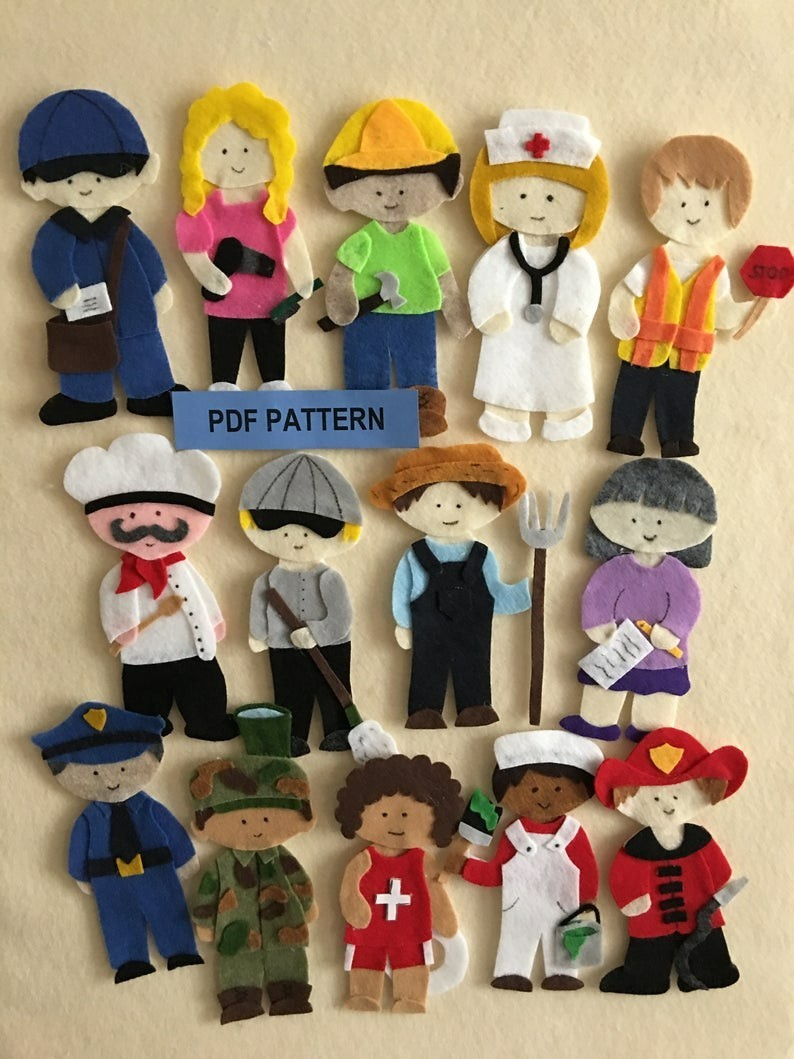 14 Community Helpers Felt Story Set for Felt or Flannel Board Play