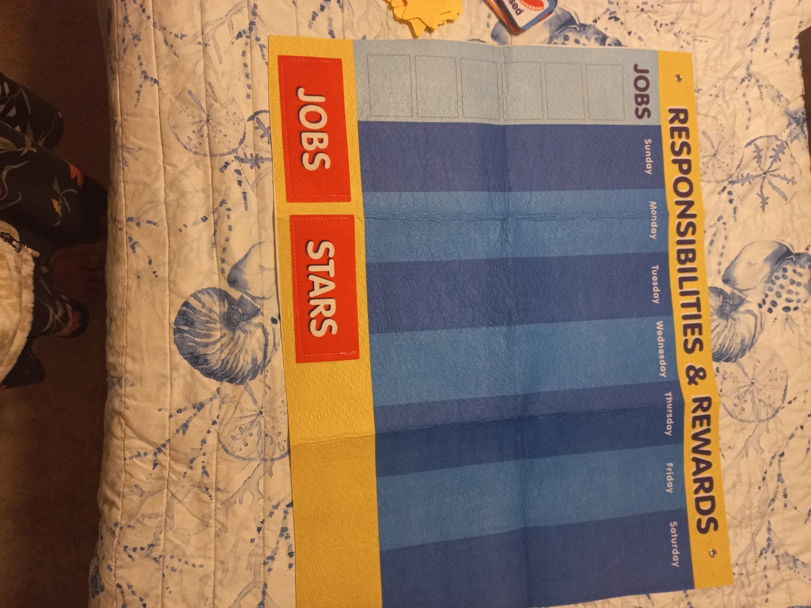Responsibilities & Rewards Chart Felt Banner 15 Chores & 15 Stars Educational