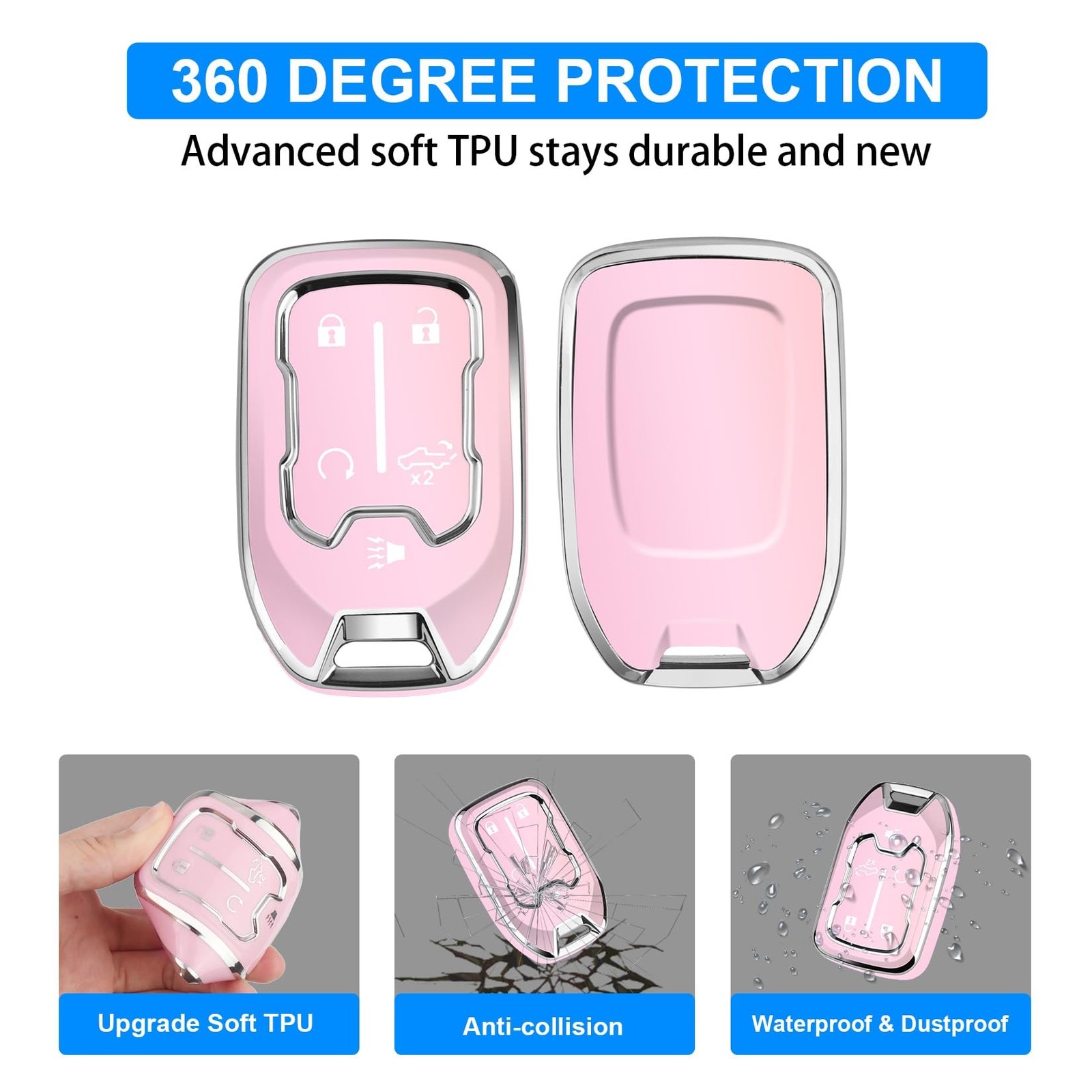 QBUC for Chevy Key Fob Cover, Key Fob Case for Suburban Tahoe, GMC, Sierra 15…