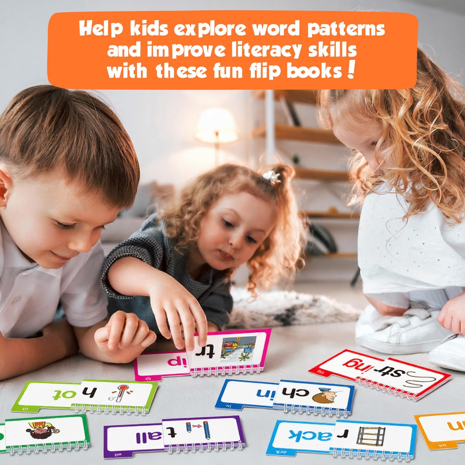 Phonics Flash Cards Word Family Build Book,Learn to Read 30 Read and Rhyme Fl…