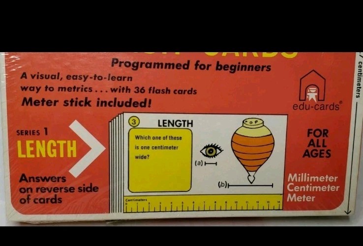 Metric Flash Cards Edu Cards Volume Vintage 1976 New In Sealed Box