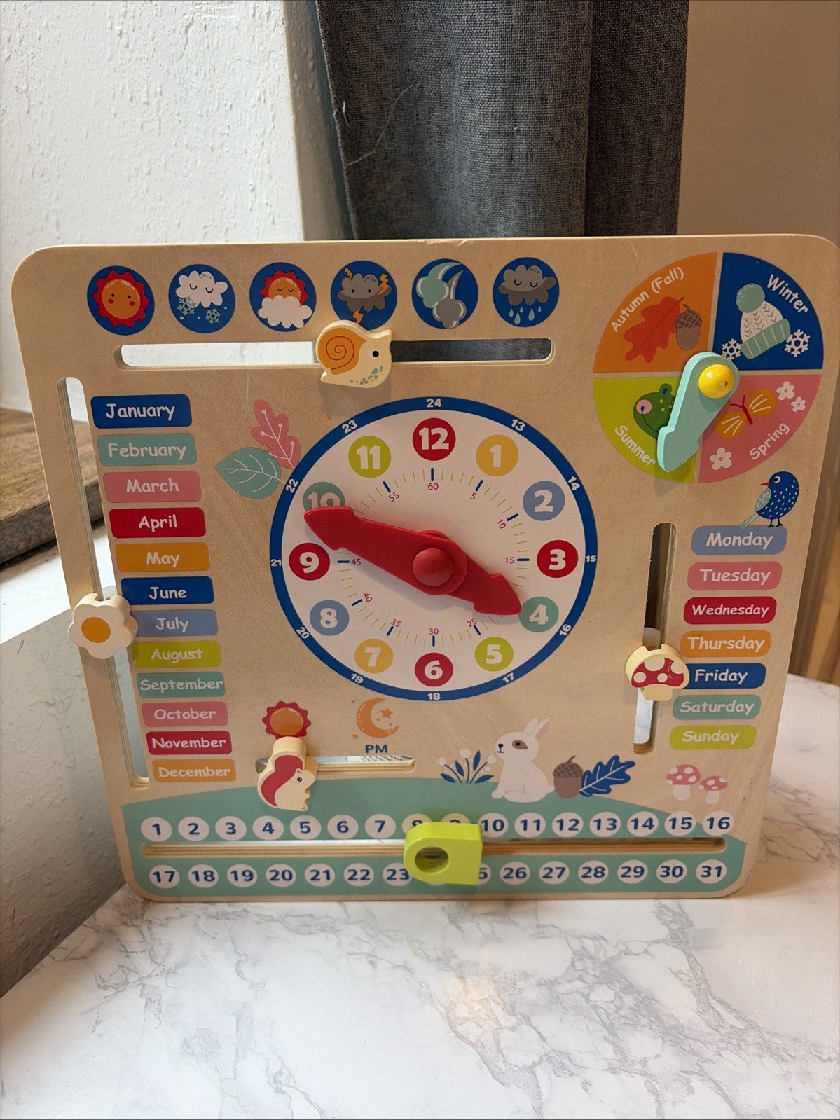 Tooky Toy My Calendar Wooden Learning Board Clock Weather Months Days