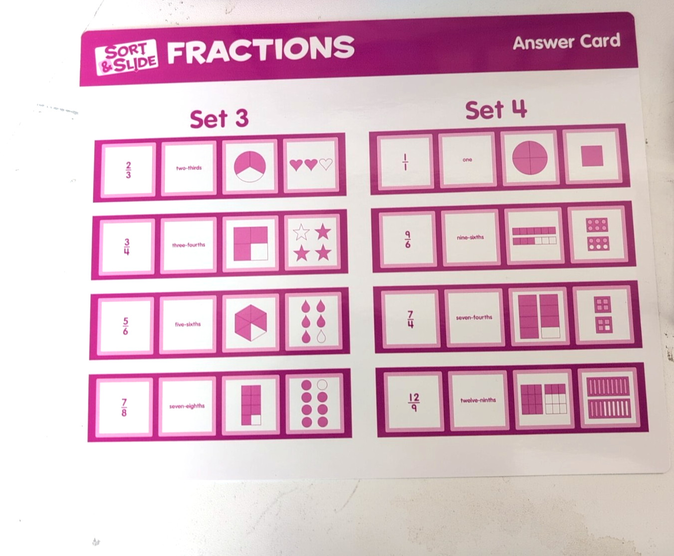 LAKESHORE Sort & Slide Fractions Complete Classroom Math Center Ages 7+