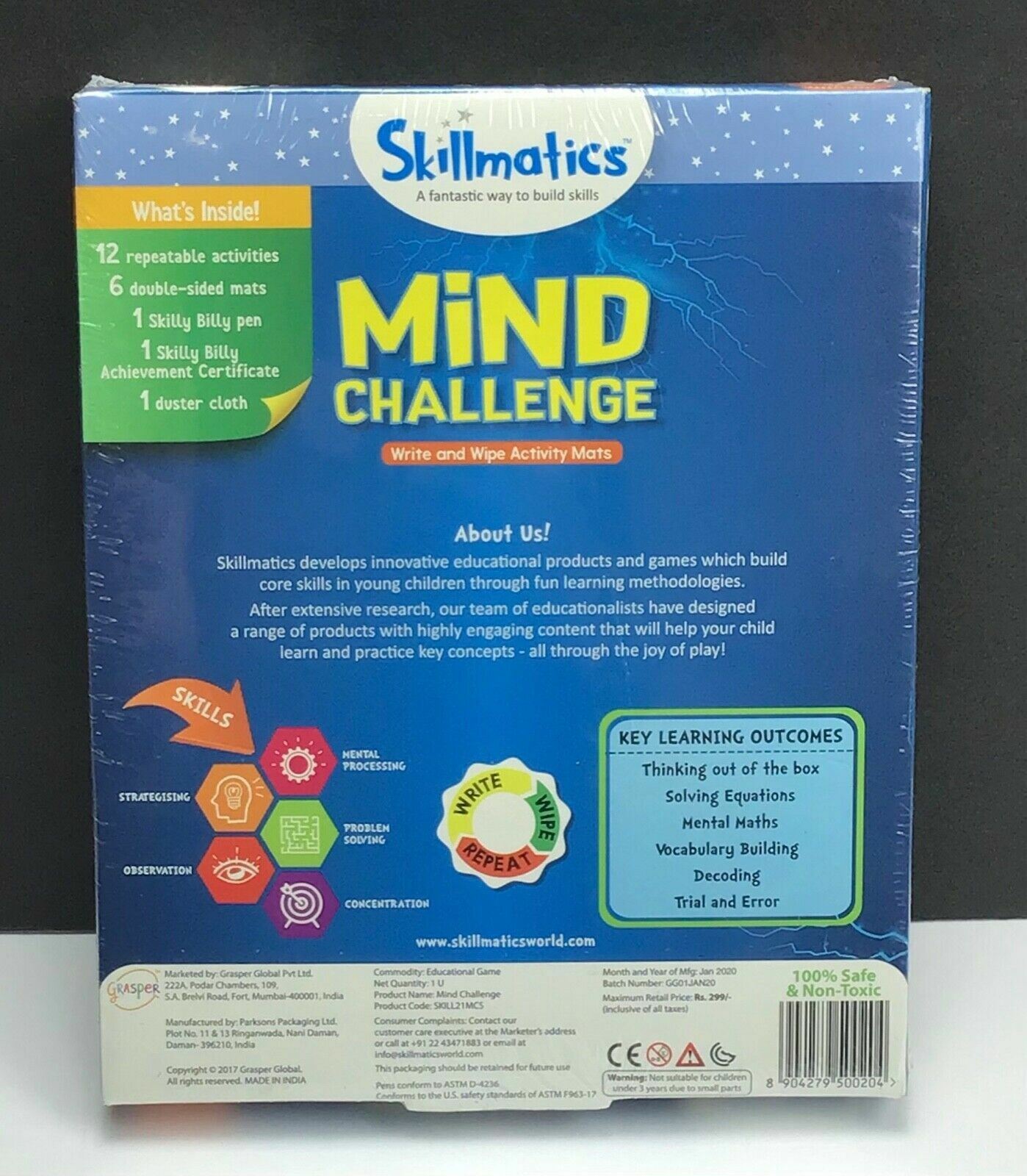 Skillmatics Educational Puzzle Mind Challenge Game 6-99 Yrs / Erasable Reusable