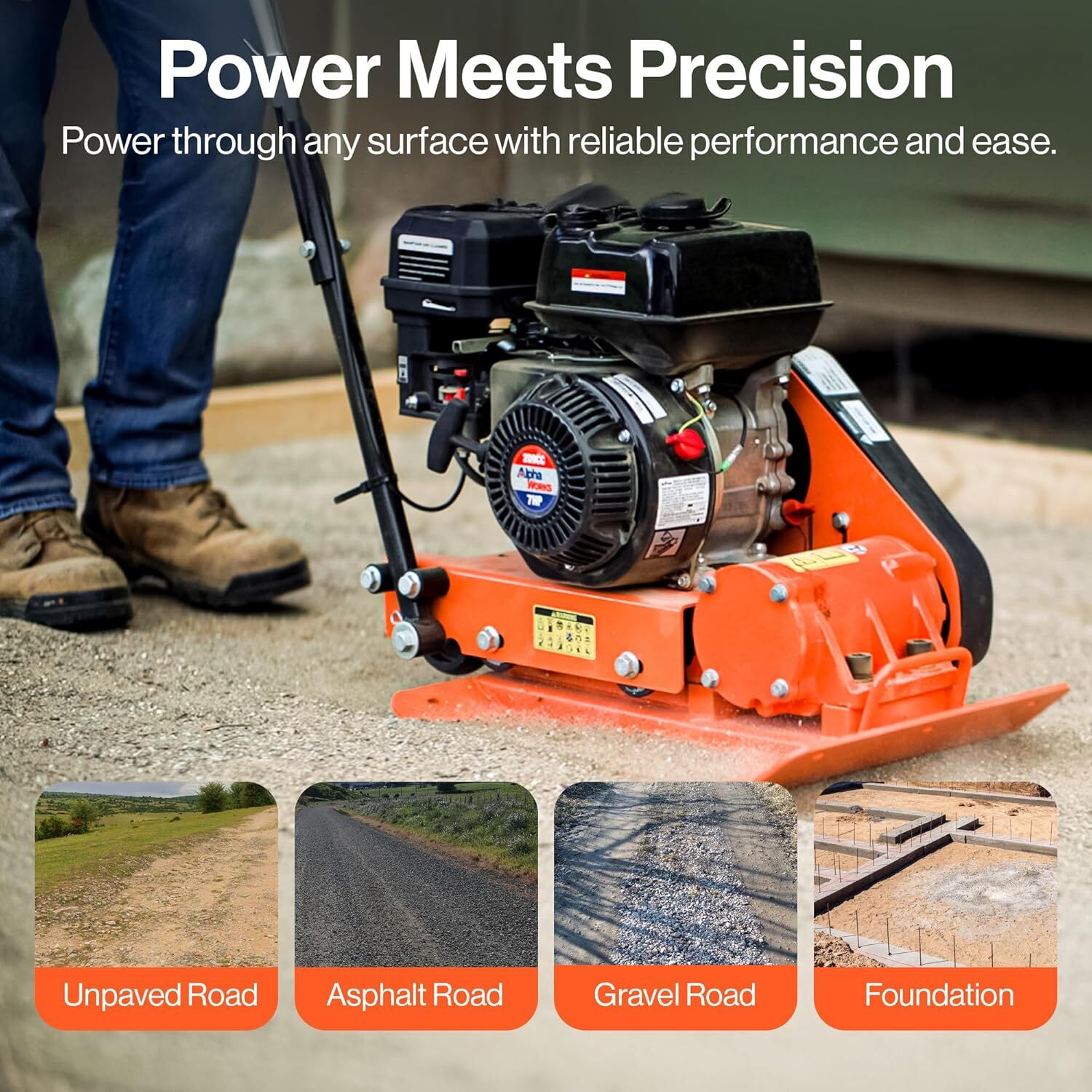 SuperHandy Plate Compactor Rammer 7 HP Gas Engine 4200-Pounds of Compaction
