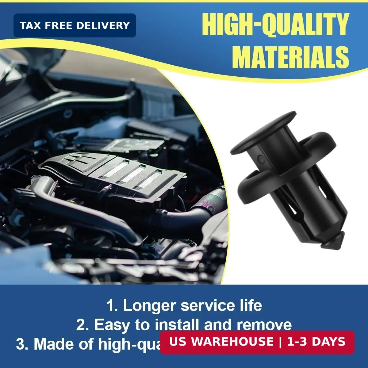 Car Front Bumper Retainer Clips, 10mm Nylon Push-Type Screws for Fixing Fenders