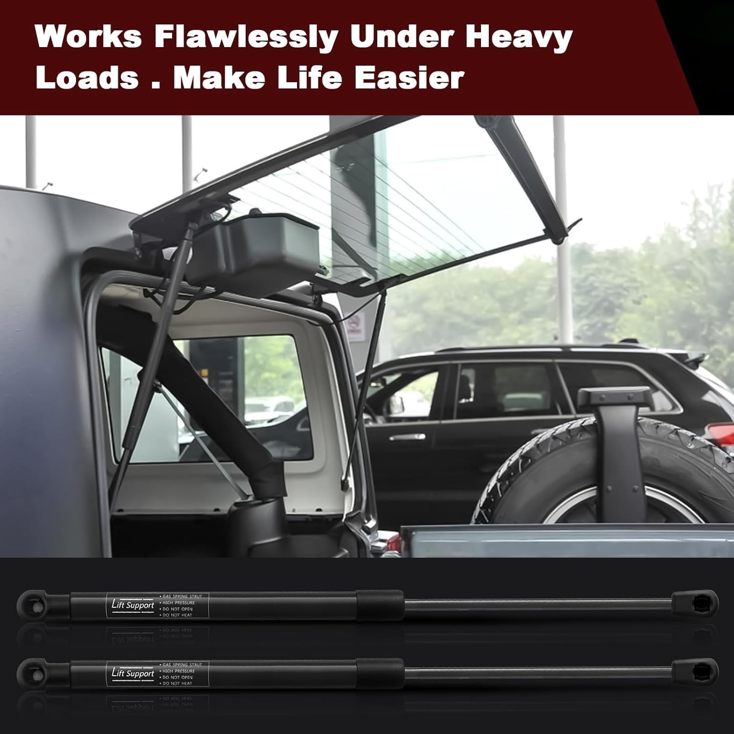 Cost-Effective Replacement Rear Window Struts for Jeep JK 2011-2018, Black Metal