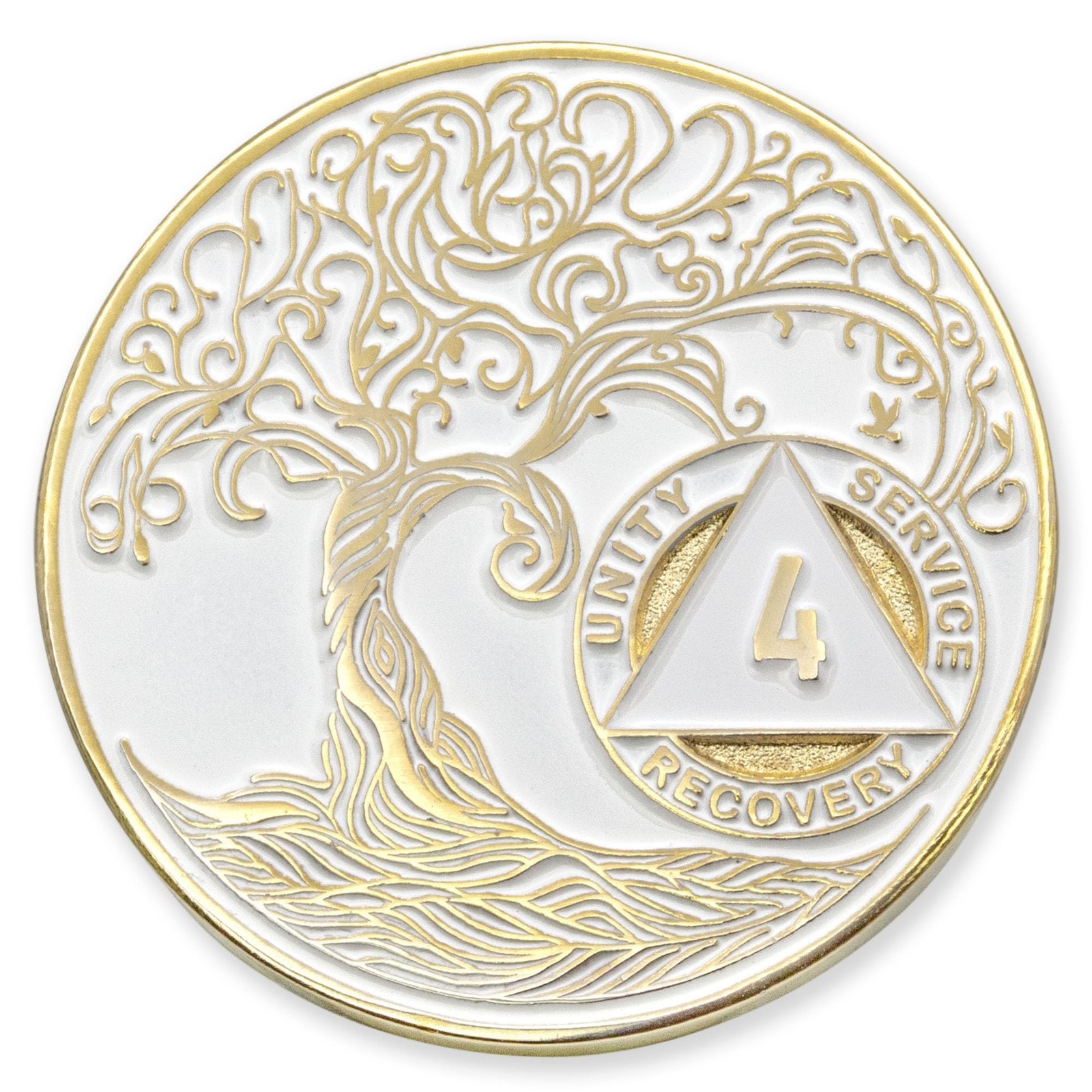 1 to 50 Year Twisted Tree of Life Sobriety Coin – Gold Plated AA Chips & Meda…