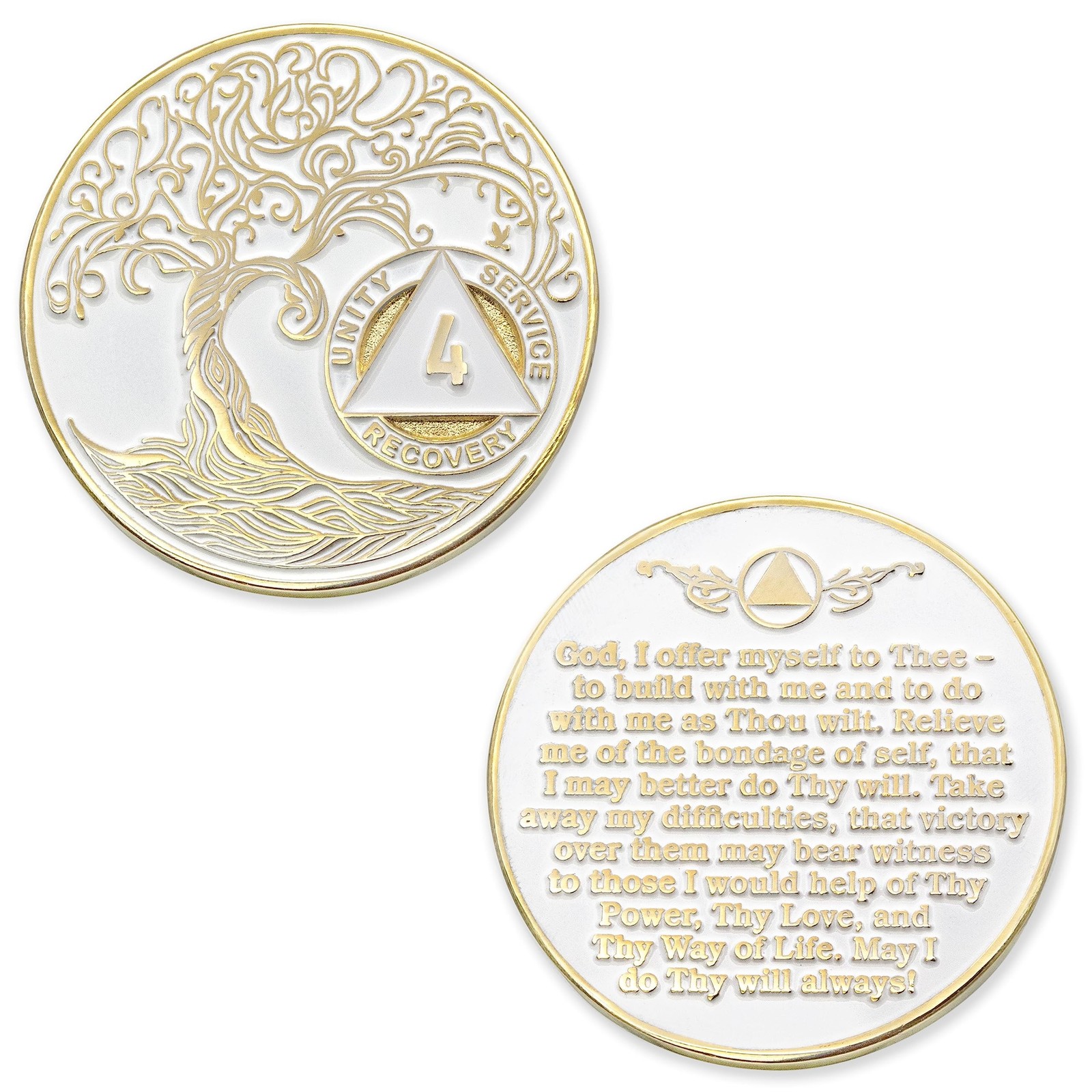 1 to 50 Year Twisted Tree of Life Sobriety Coin – Gold Plated AA Chips & Meda…
