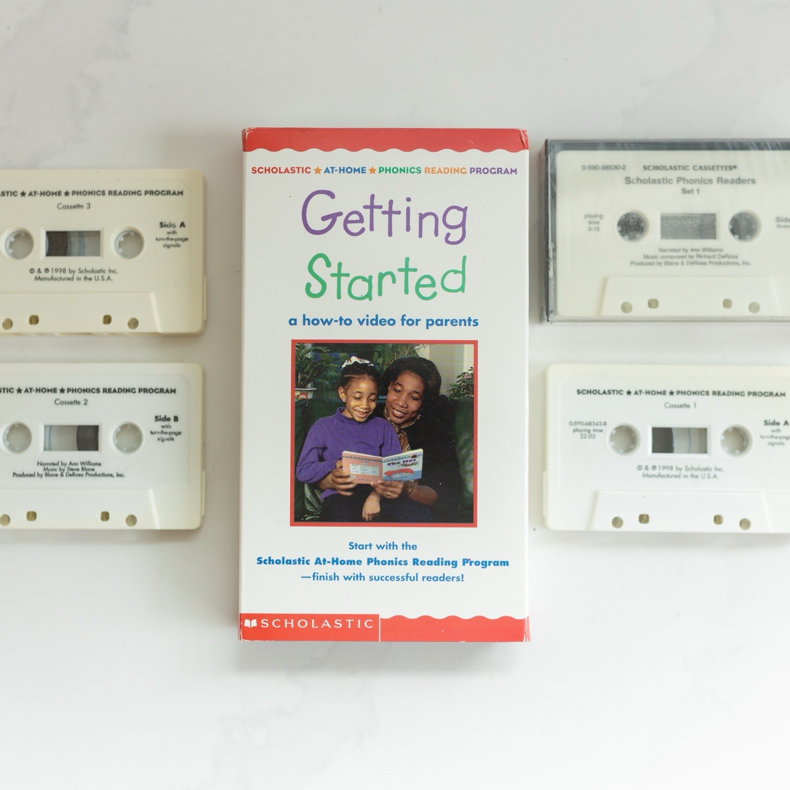 Scholastic At-Home Phonics Reading Program Books Cassettes VHS Games Ages 4-7