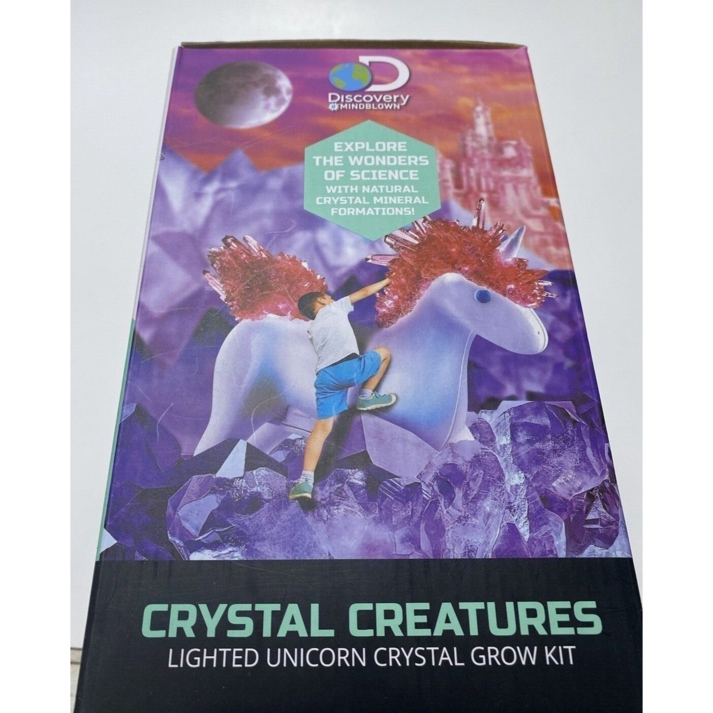 Discovery Crystal Creatures Light-Up Unicorn STEM Crystal Growing Kit, New