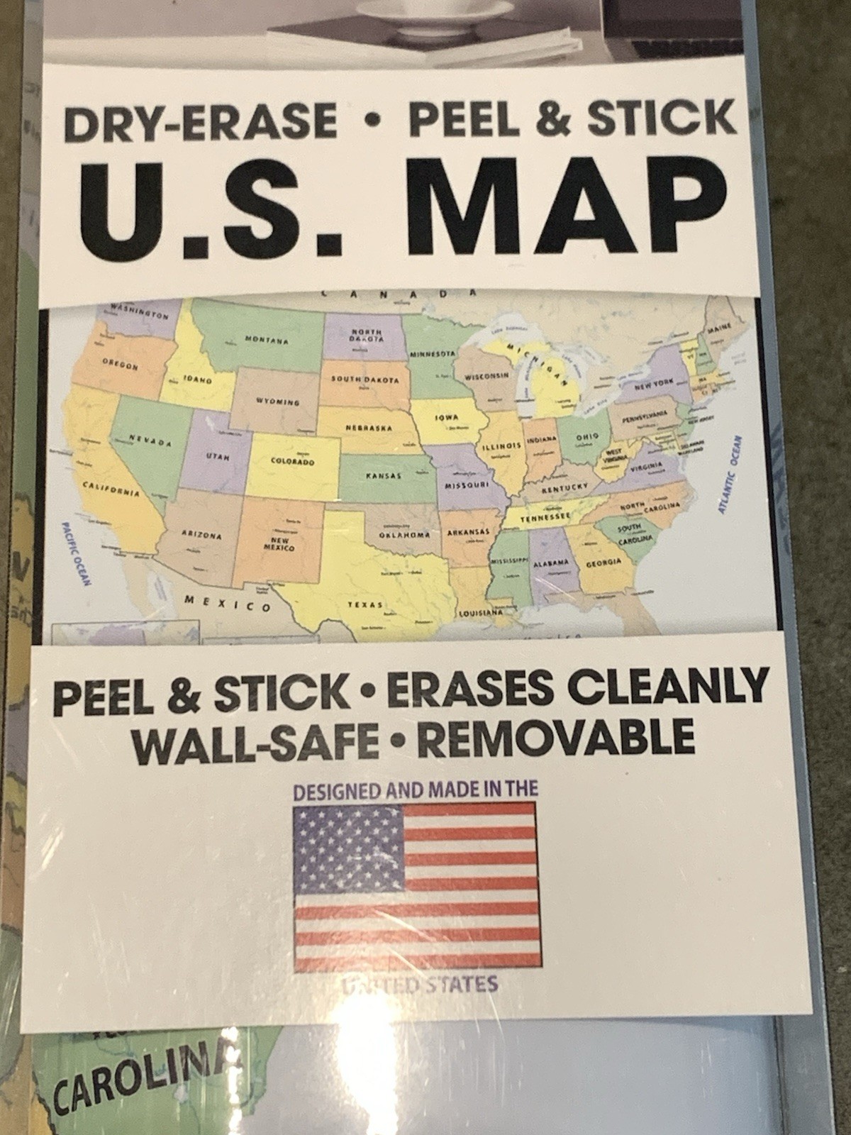 New The Peel People USA Dry Erase Peel And Stick Map 12” x 18”
