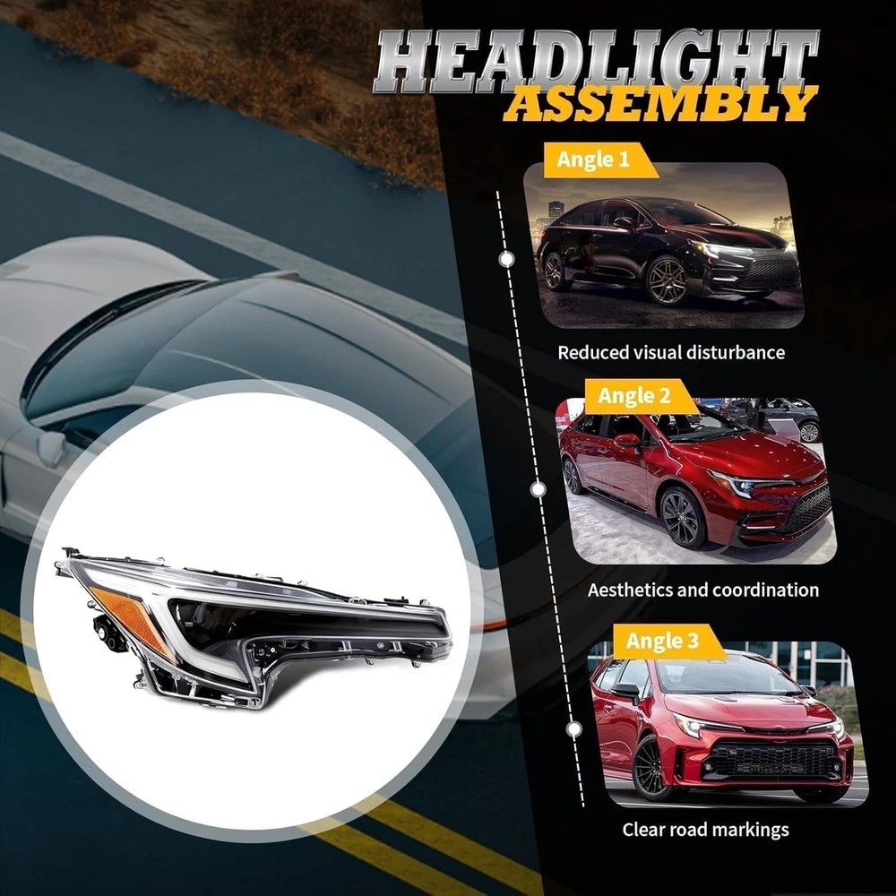 Right Passenger Side Headlight Assembly Compatible with 2023-2024 Corolla right