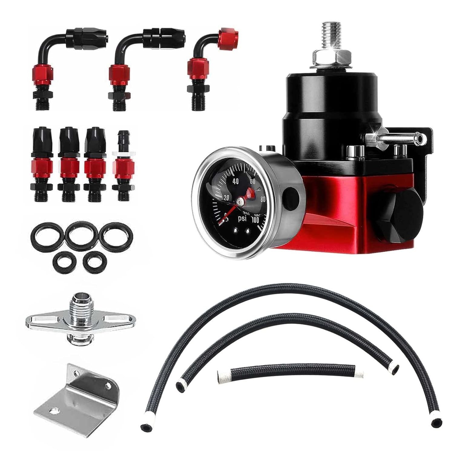 EFI Fuel Pressure Regulator Kit 0-100psi 6AN Bypass Return Fuel Pressure Gauge