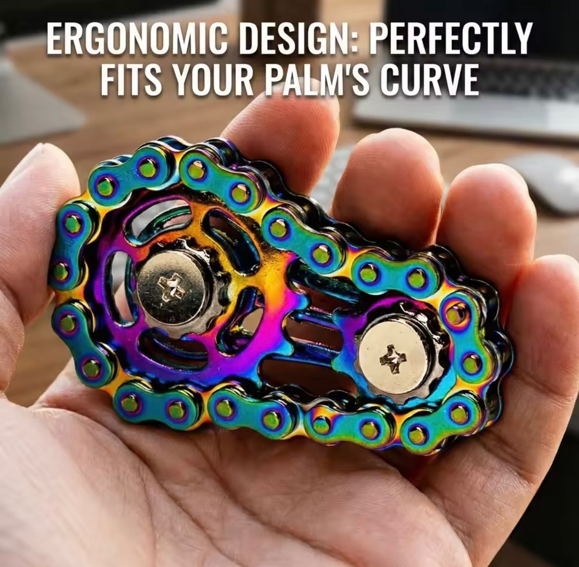 Rainbow Bicycle Chain Finger Spinner Stainless Steel Fidget Toy Stress Relief