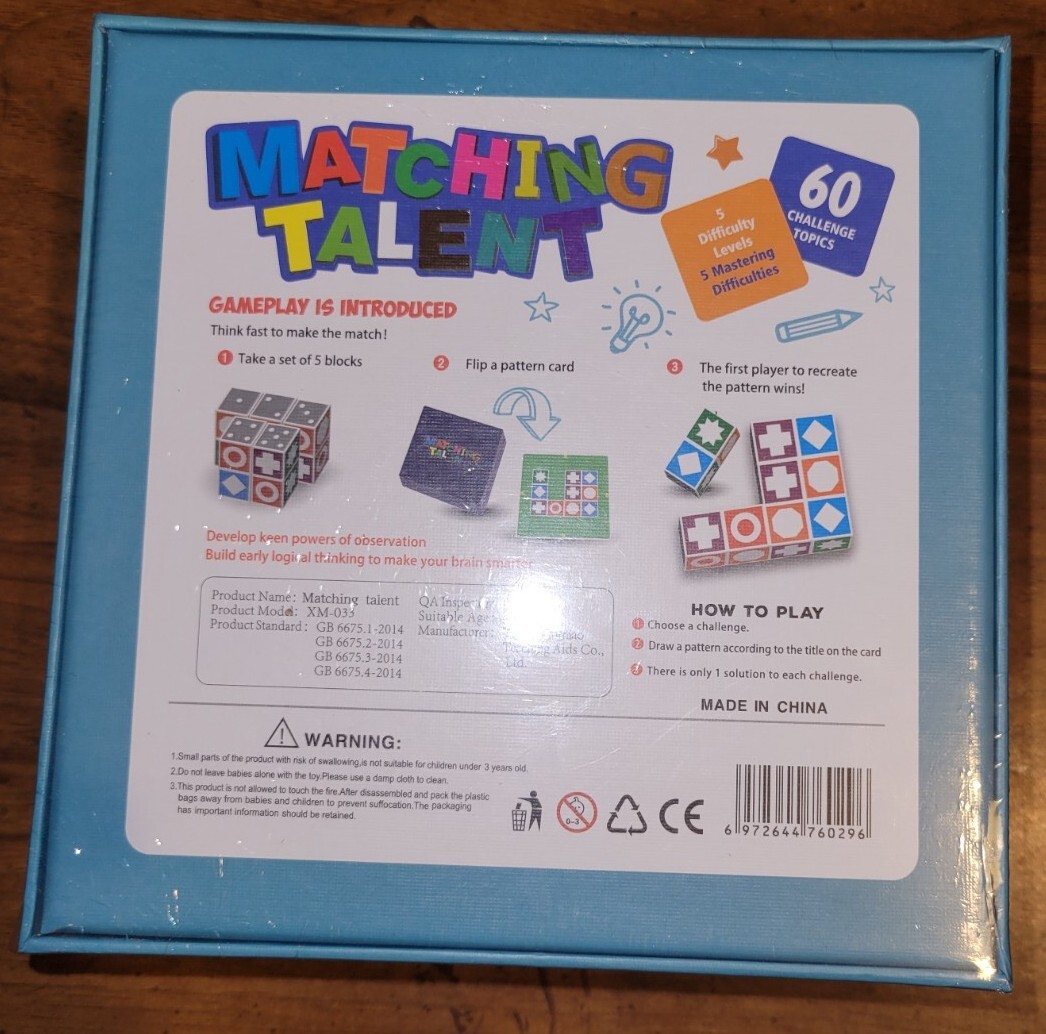 Matching Talent Preschool Puzzle Game Educational Toy 3+ Developing Eye Hand…