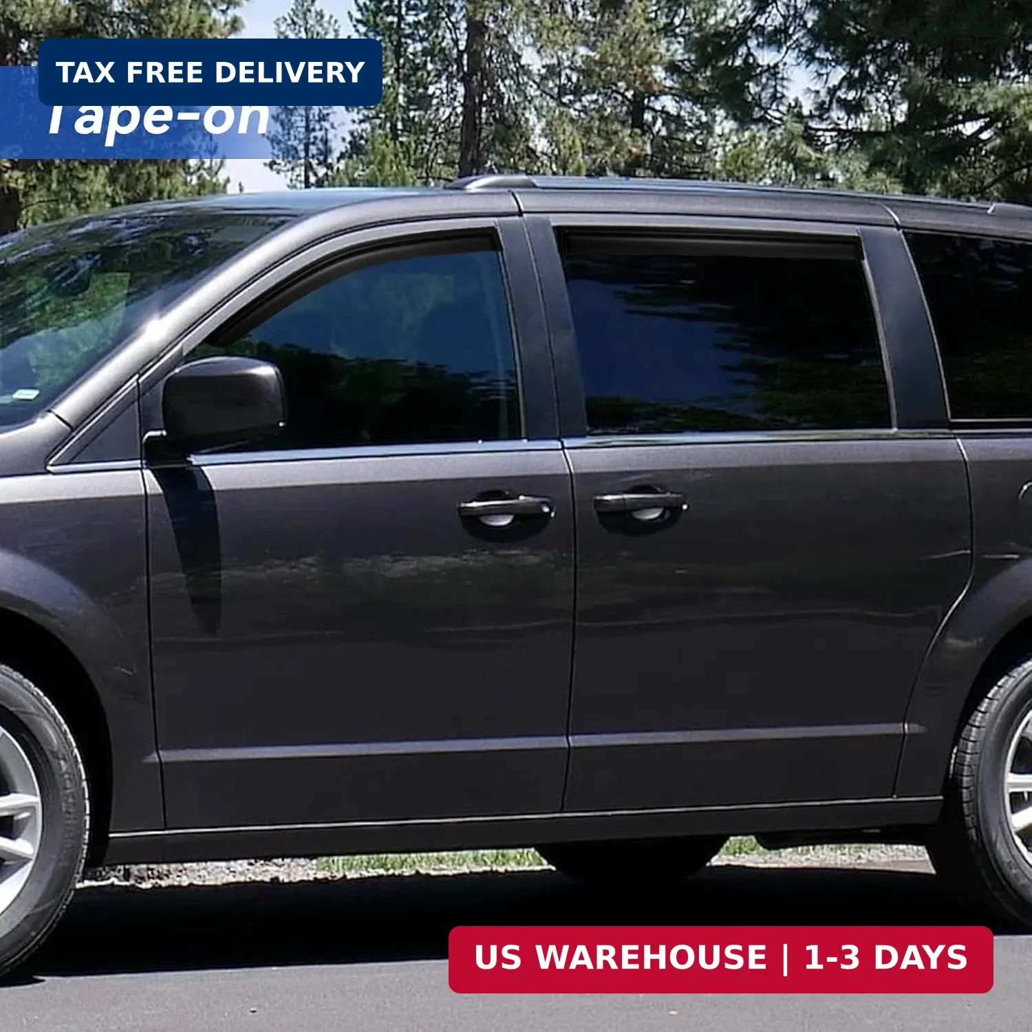 Window Visors Rain Guards for 2008-2020 Dodge Grand Caravan, Out-Channel Window