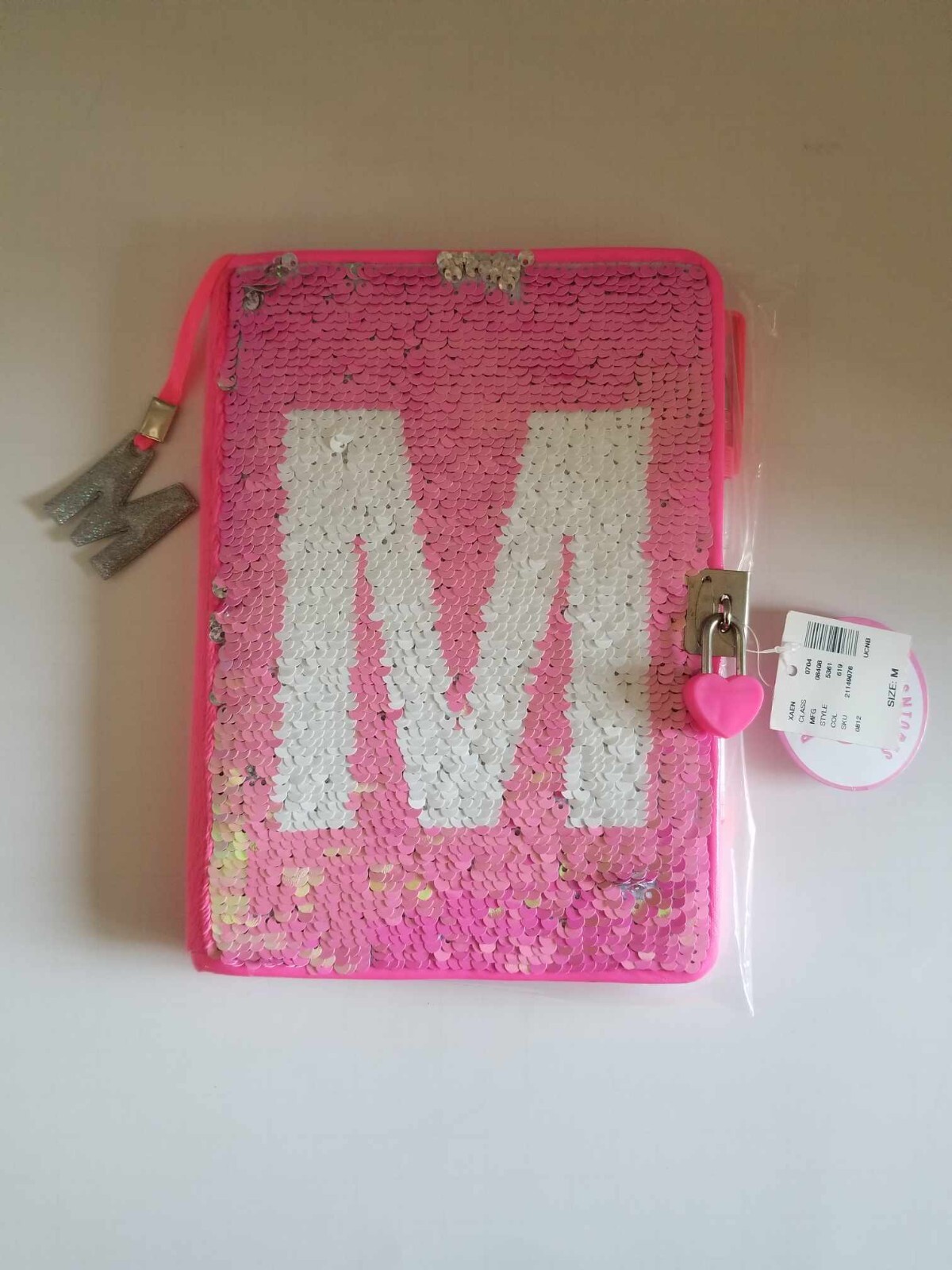 Justice Girls Sequin Neon Flip Sequins Diary Journal Writing Notebook Initial M