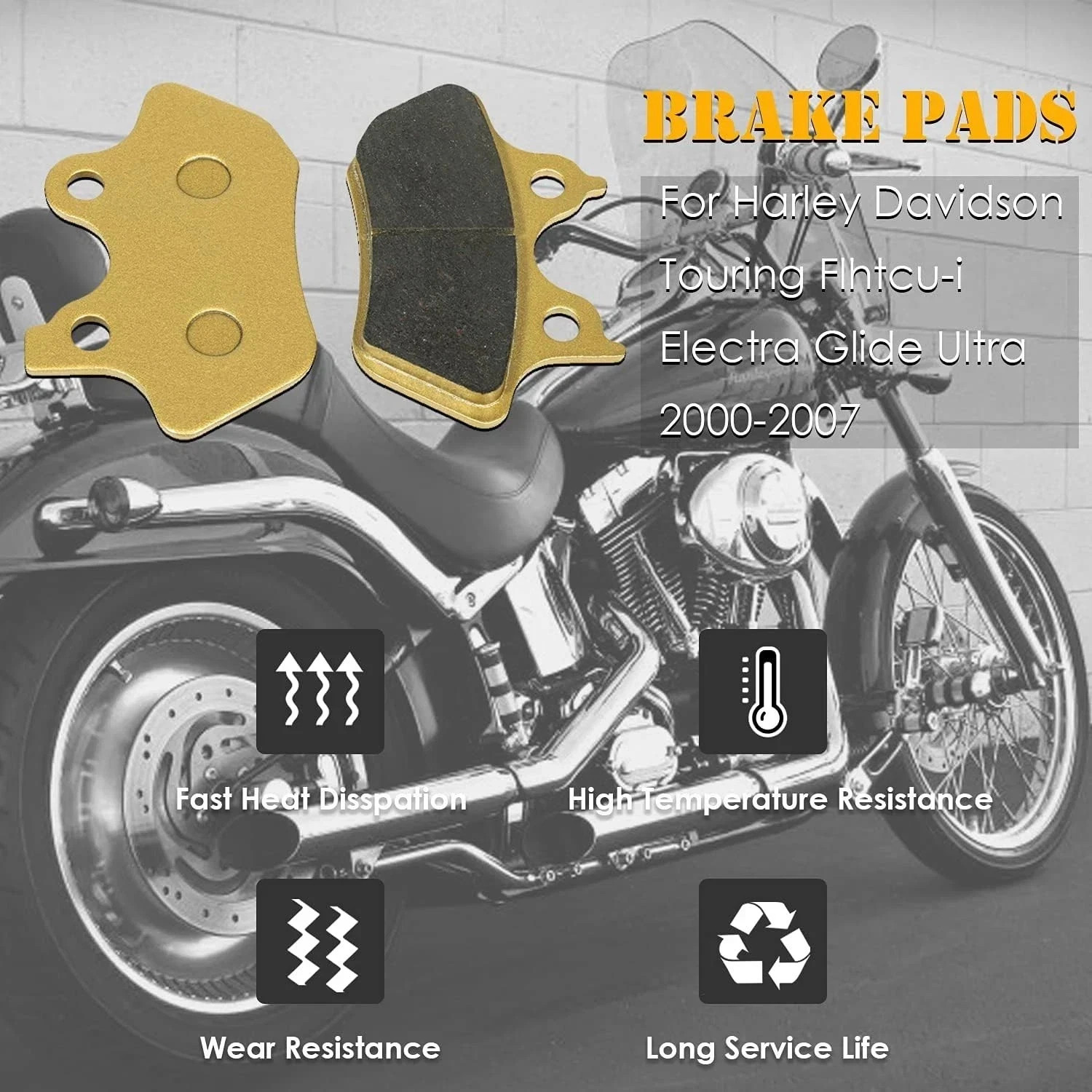 Brake Pads Heavy-duty Ceramics for Harley Davidson 2000-2007 Touring Flhtcu-i