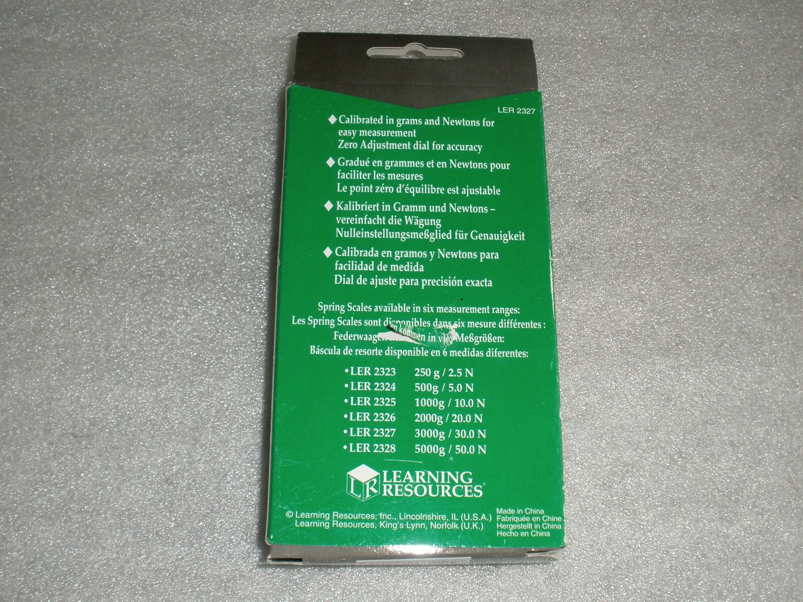 LEARNING RESOURCES SPRING SCALE LER 2327, 3000g / 30.0 N, NEW