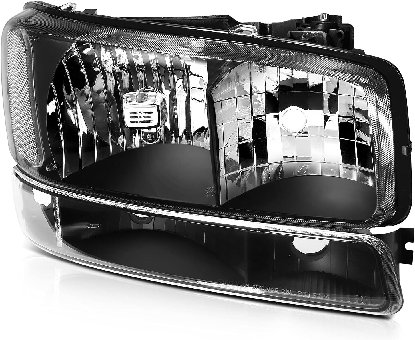 99-06 GMC Sierra 1500 2500 3500 HD Yukon Headlight Assembly Black Housing Pair