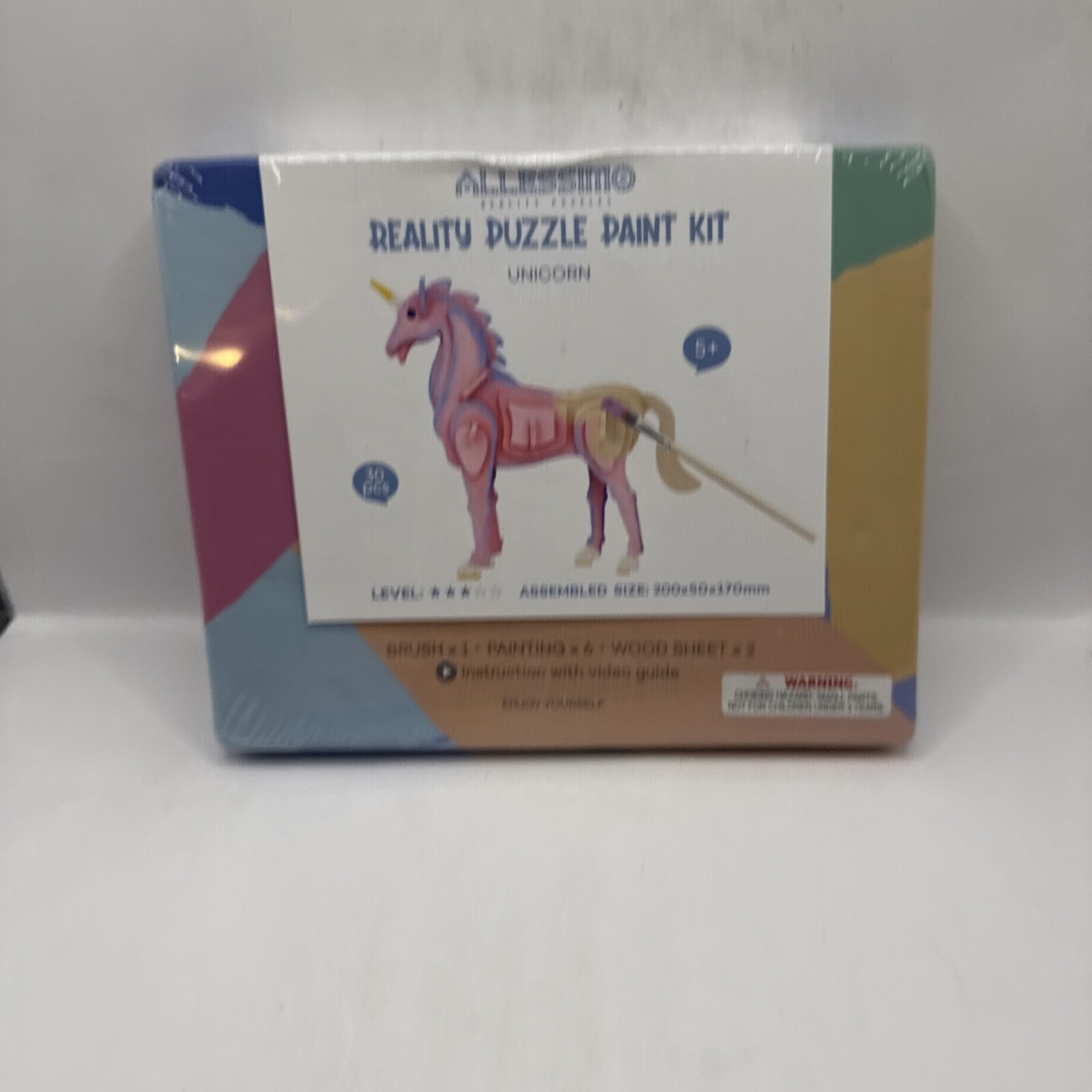 Allessimo Reality Puzzle Create and Paint Kit Unicorn ~Level 3~ Ages 5+