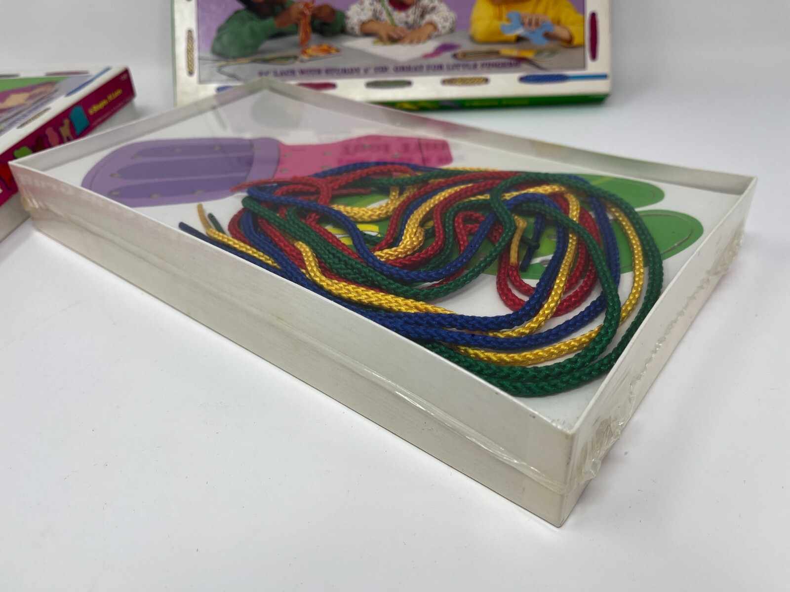 Vtg 1992 Lace Trace N Play Kids Activity Set Tool Time & Three Billy Goats Gruff