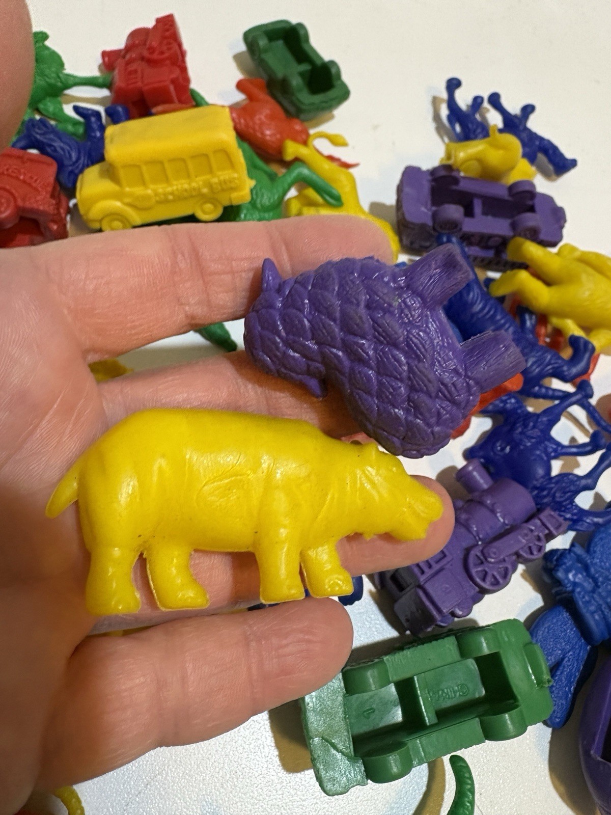 Colourful Rubber Animal Dogs Trains Toys Counting Sorting Sensory