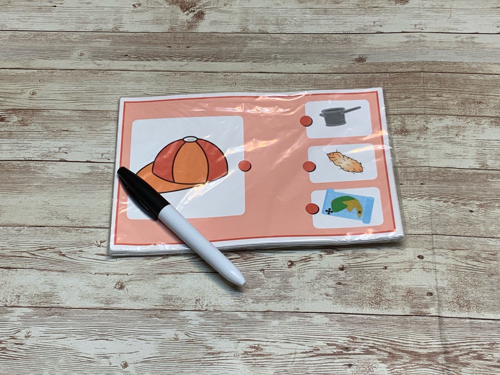 Busy bag – Write & Wipe Activity Set – Rhyming Matching Pictures