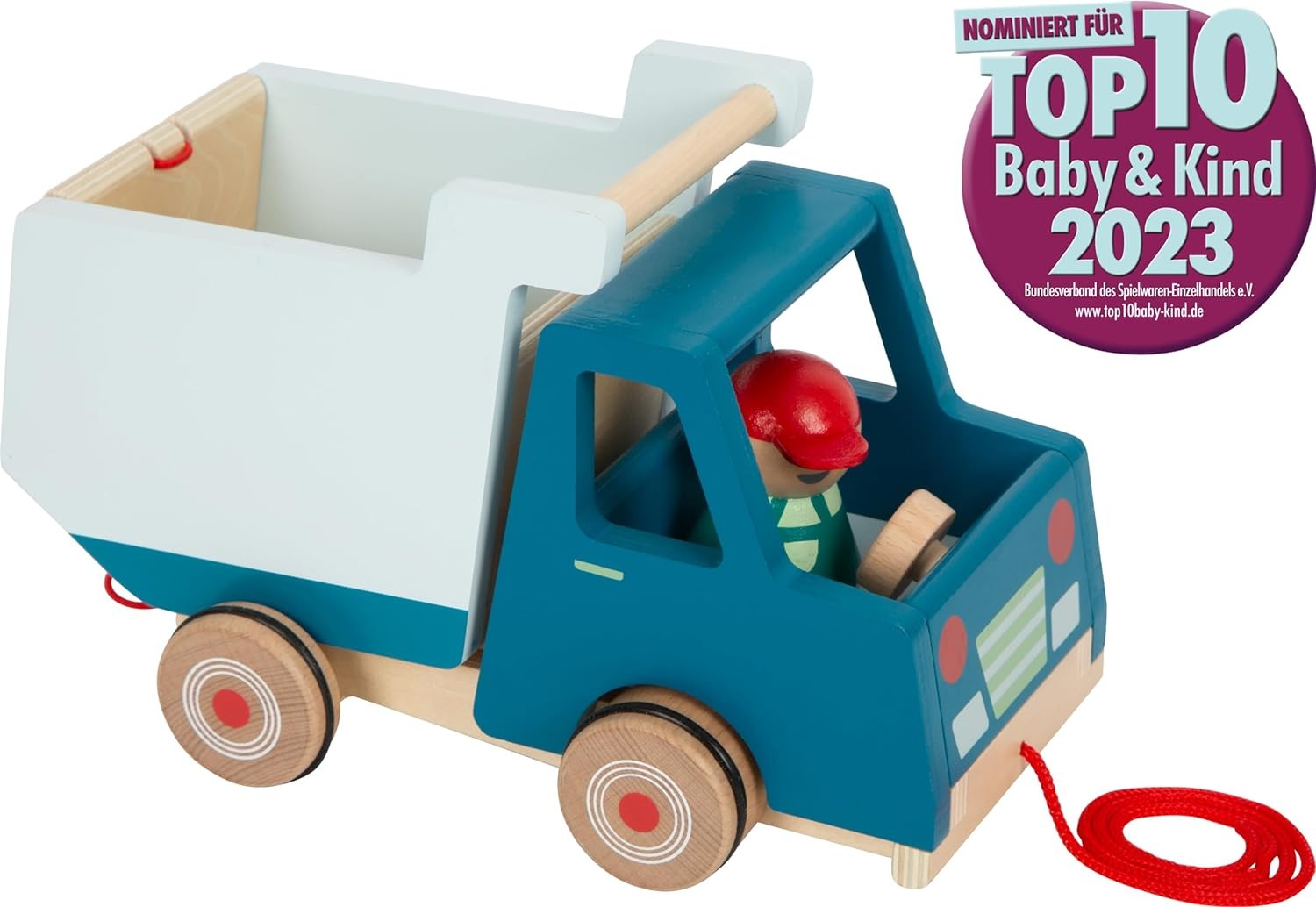 small foot Pull-Along Dump Truck Made of Wood, Motor Skills Toy and Baby Walker,