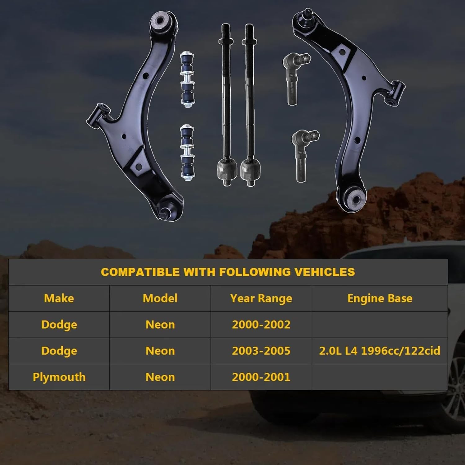 Front Lower Control Arm Kit for Dodge Neon 2000-2002 & 2003-2005 2.0L, for
