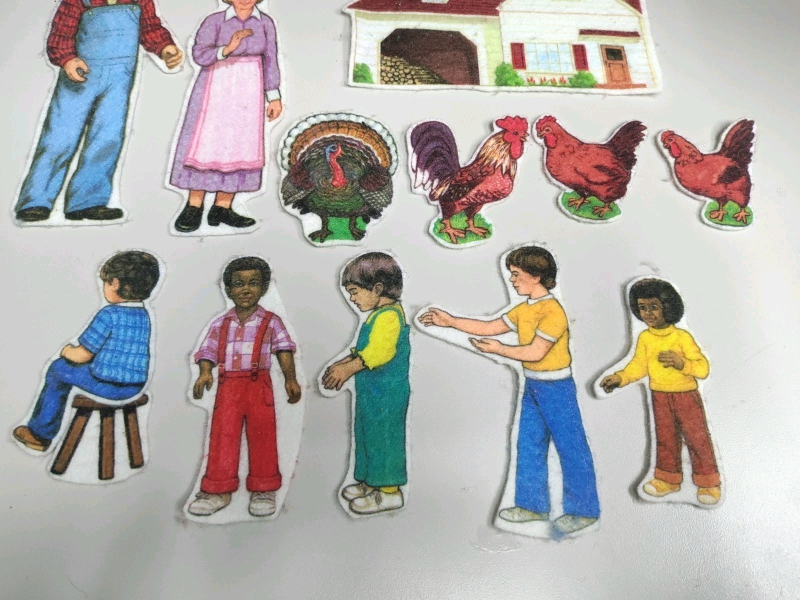 Felt Story Board Characters – Children – House – Chickens & Rooster – Mom & Dad