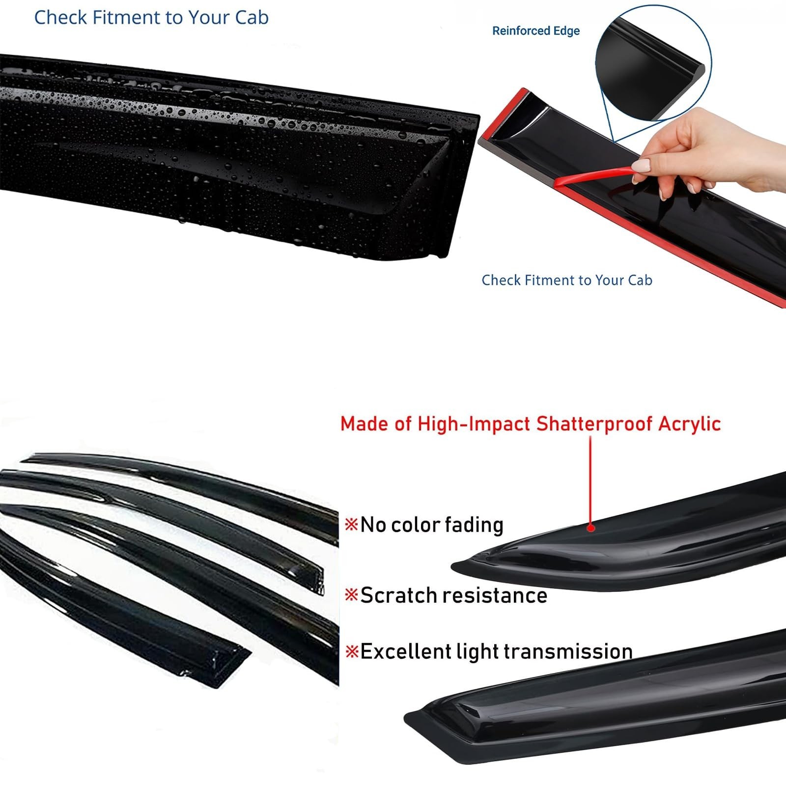 Matte Black 4PC Exterior Tape-On Rain Guards for 2023-2025 Honda CRV(CR-V) | …