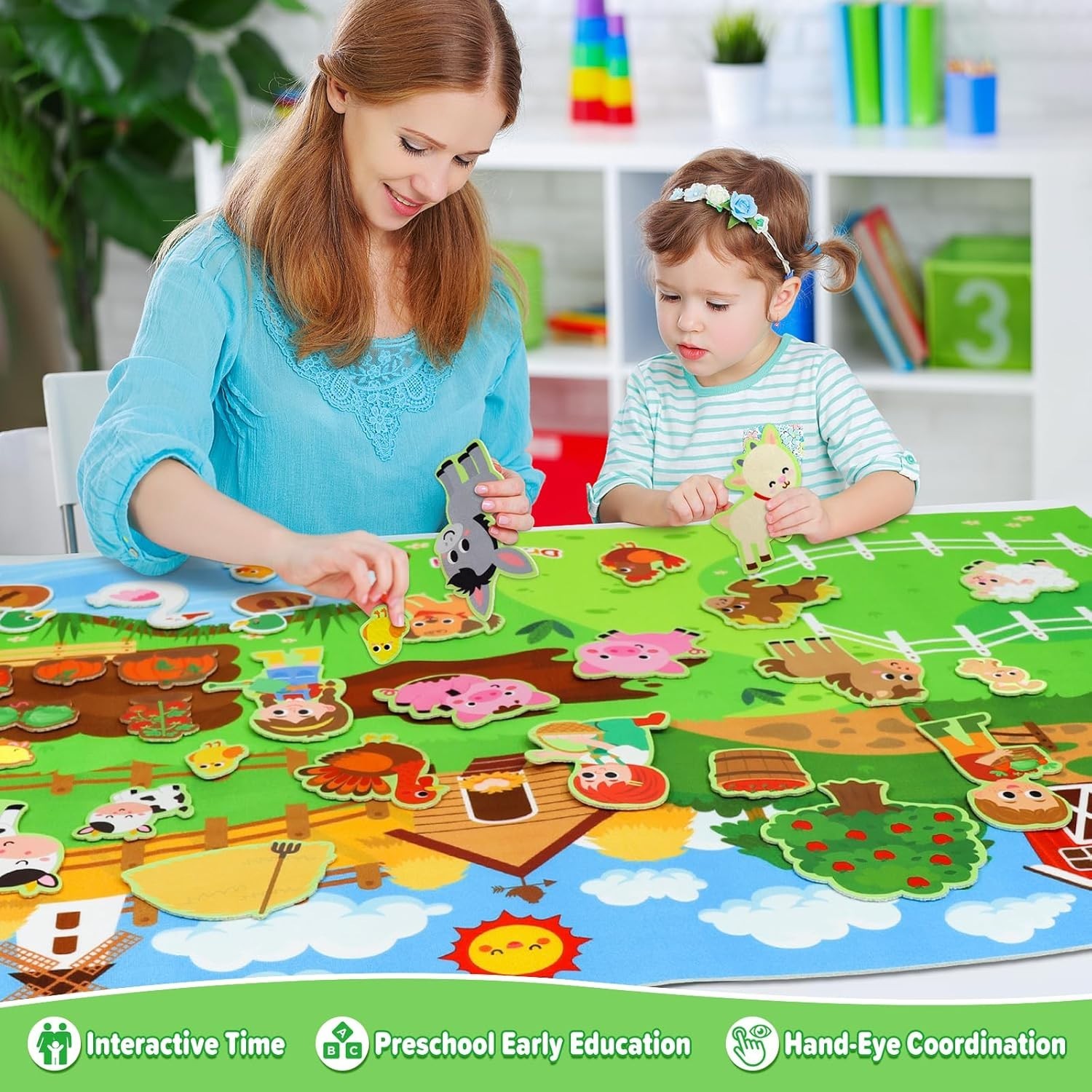 41-Piece Farm Animal Theme Interactive Felt Board – Fun Educational Toy for Kids