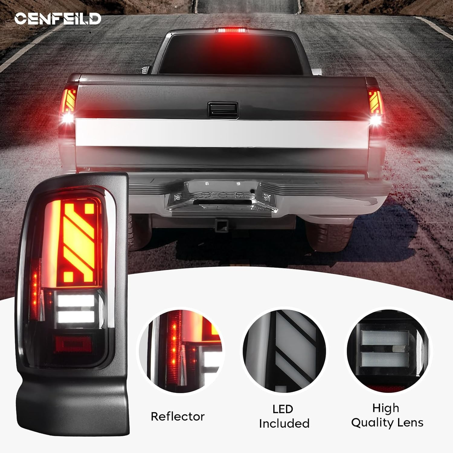 LED Tail Lights Assembly Compatible with Ram 1500 1994-2001, Ram 2500 3500 19…