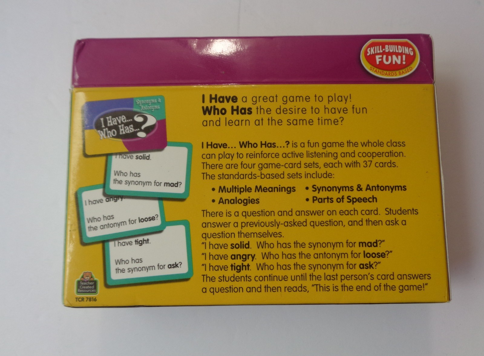 I Have… Who Has…? Language Arts Interactive Game Cards *Partly Sealed*
