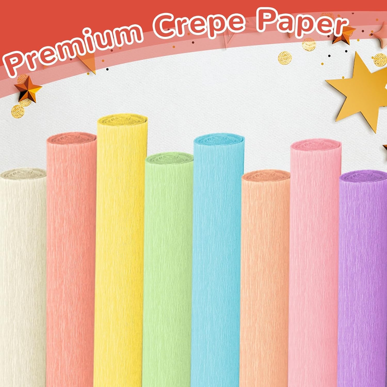 Crepe Paper Streamers 8 Rolls, 10 x 98Inch 8 Pastel Colors
