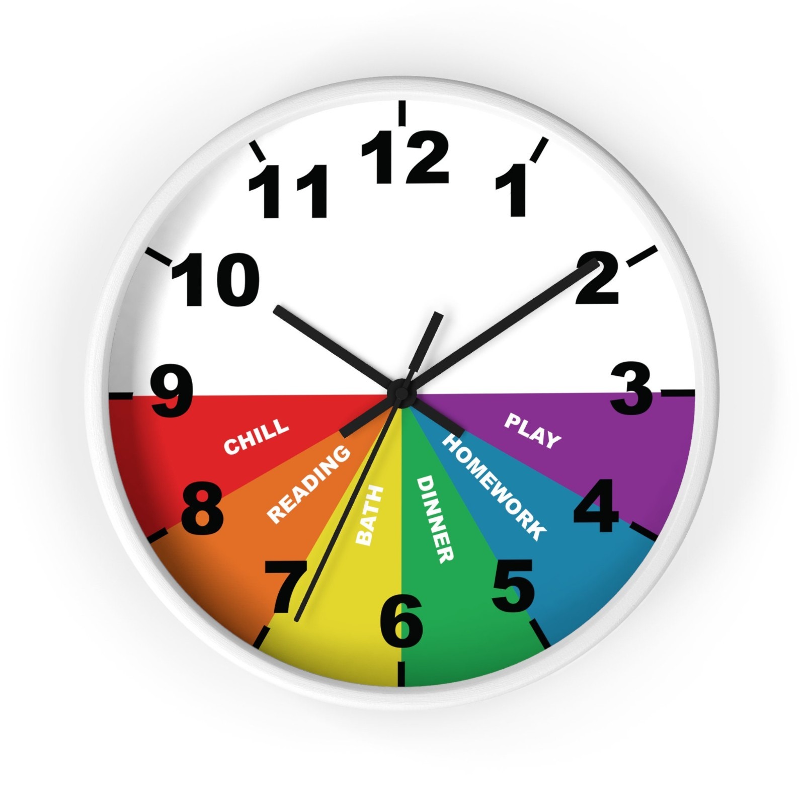 Customizable Kids Daily Routine Clock Wall Chart Color Block Schedule Free Ship