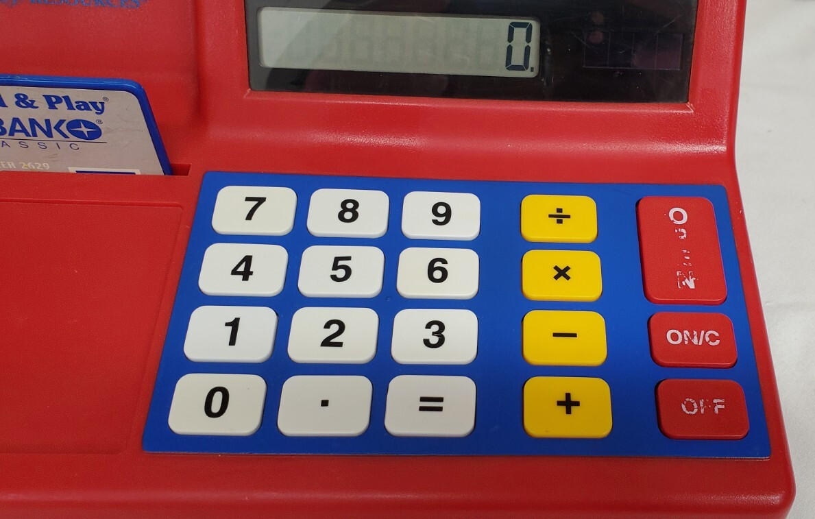 Learning Resources PRETEND & PLAY Calculator CASH REGISTER w Play Money & Card