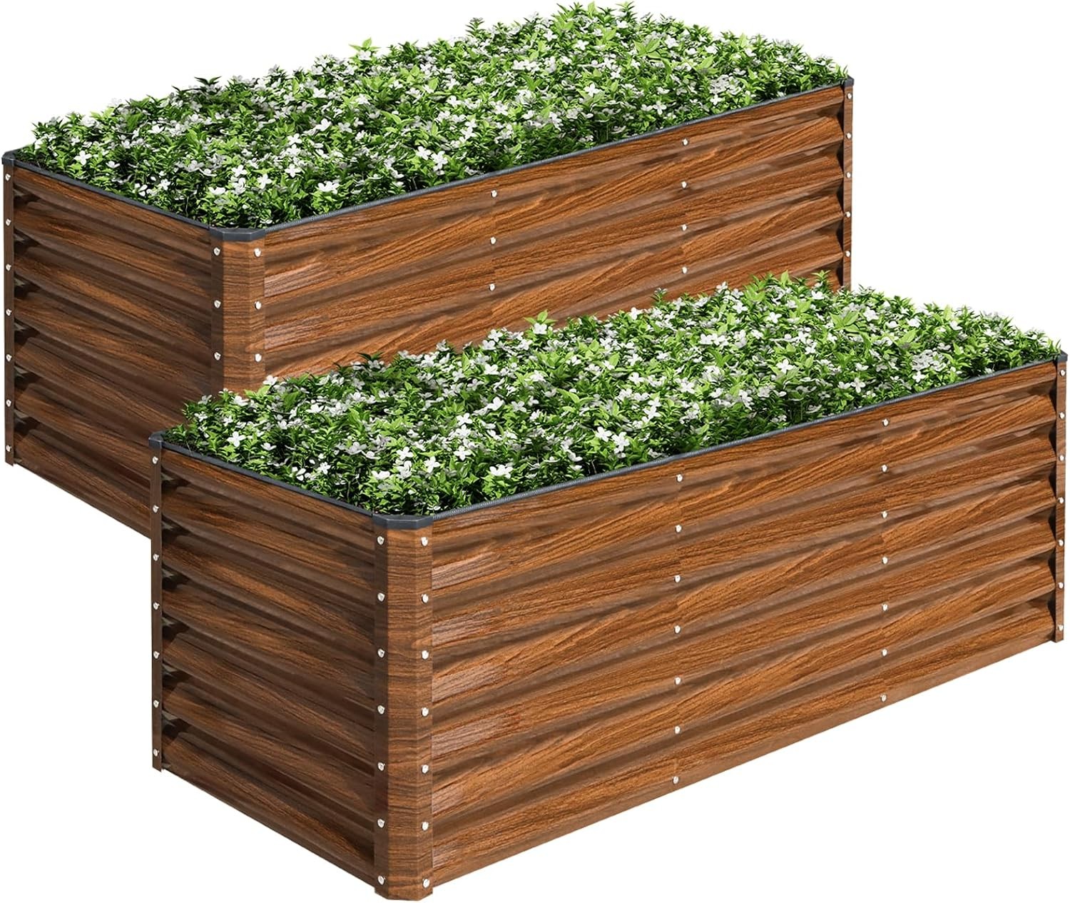 2-Pack 6x2x2FT Galvanized Raised Garden Bed Kit Metal Planter Box for Planting