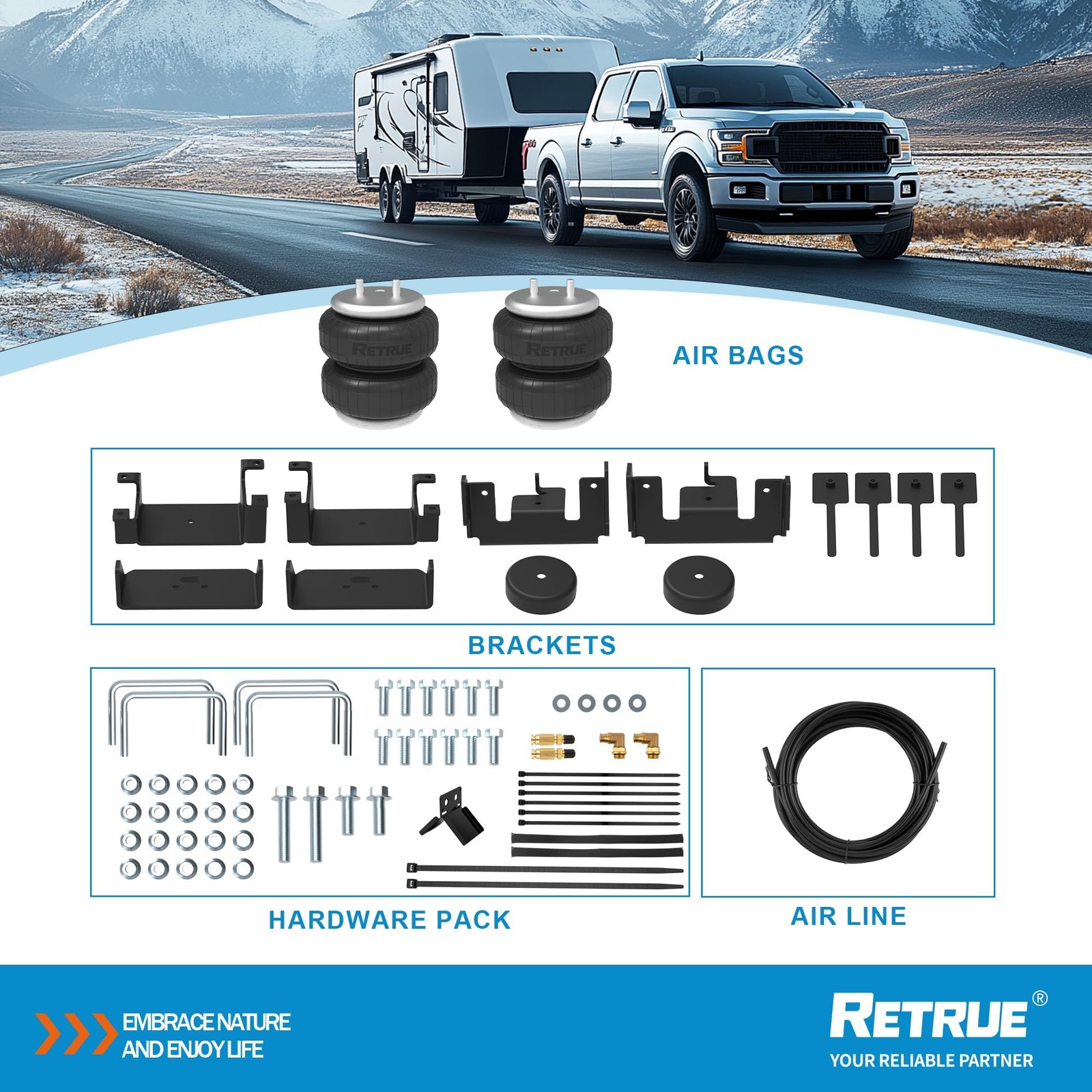 RETRUE Rear Air Bags Suspension Kit for 2009-2014 Ford F150 Truck Towing, 500…
