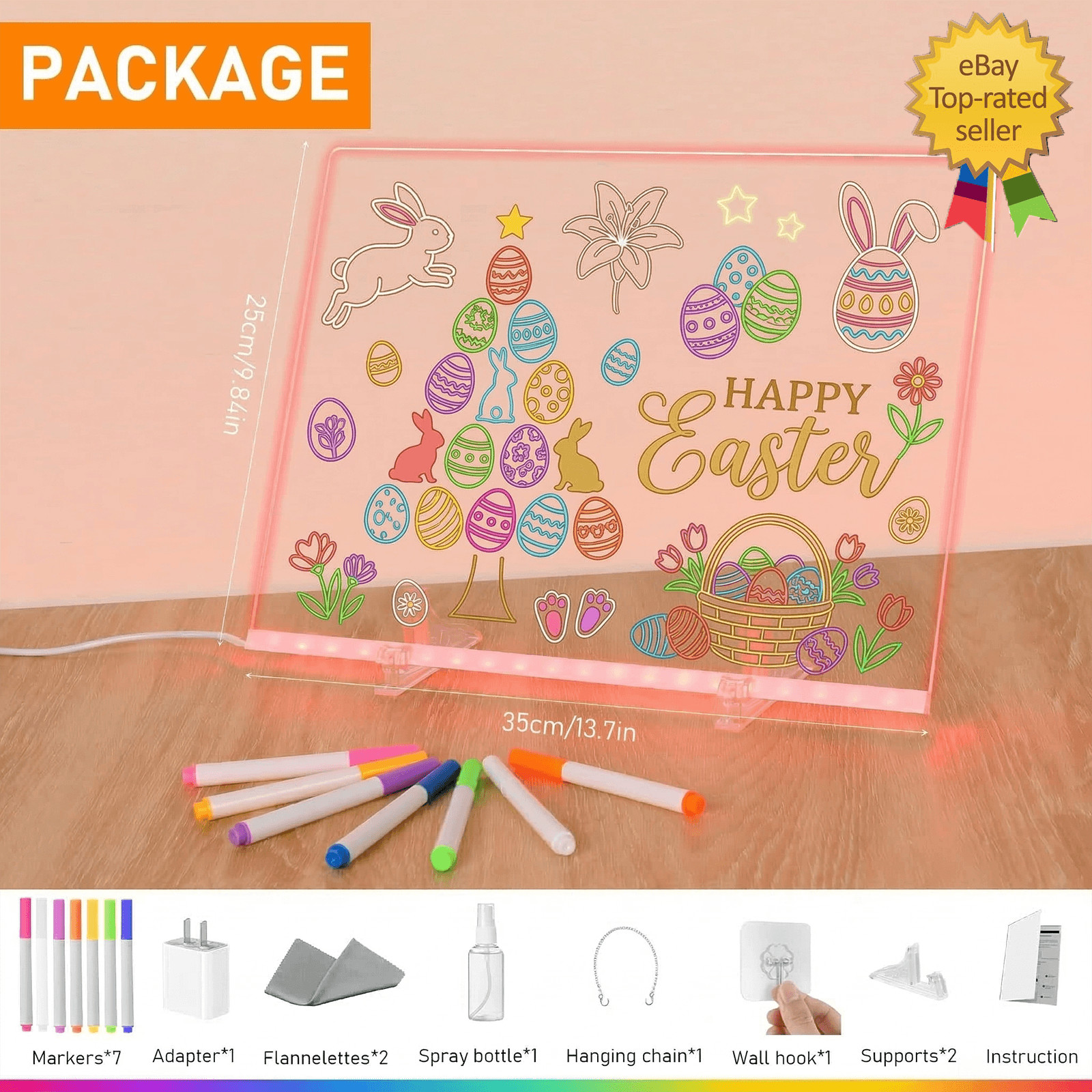 Lumiboard Led Drawing Board with 7 Colors,14X10 Acrylic Dry Erase Board for Gift