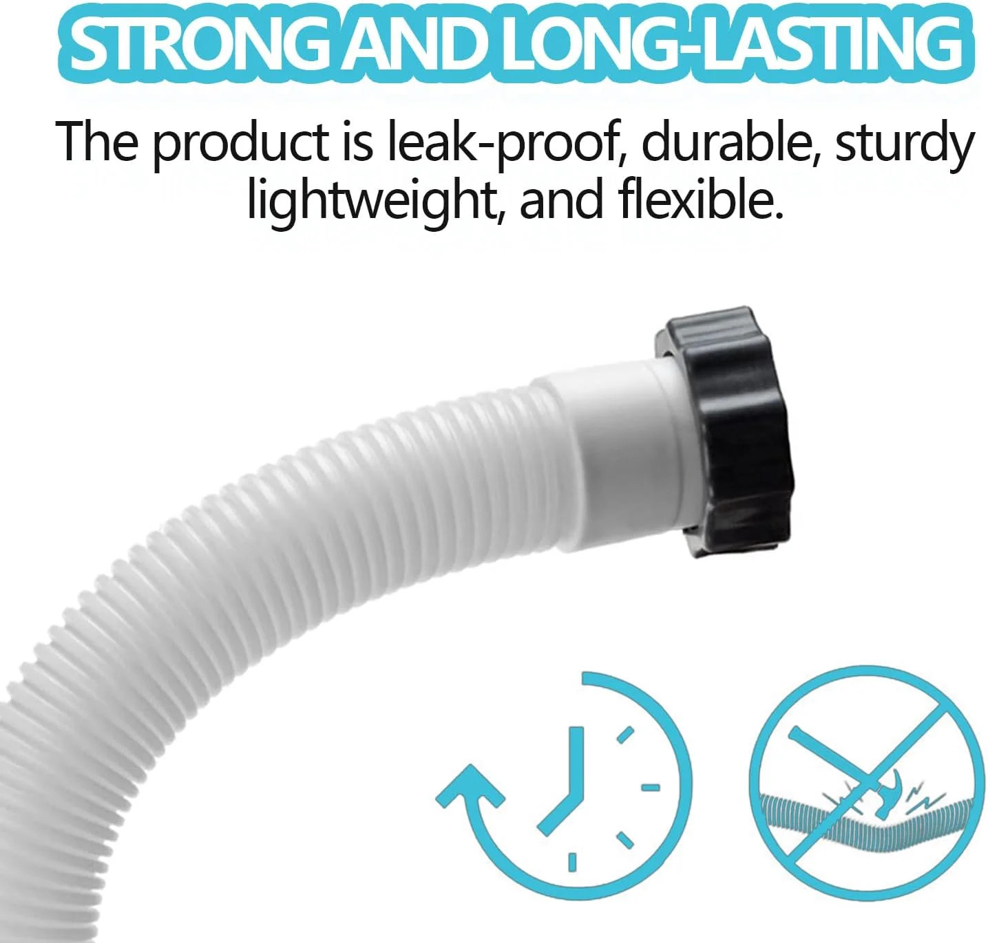 2-Pack 1.5-Inch Diameter Pool Hoses, 59-Inch Replacement Hoses Compatible with A